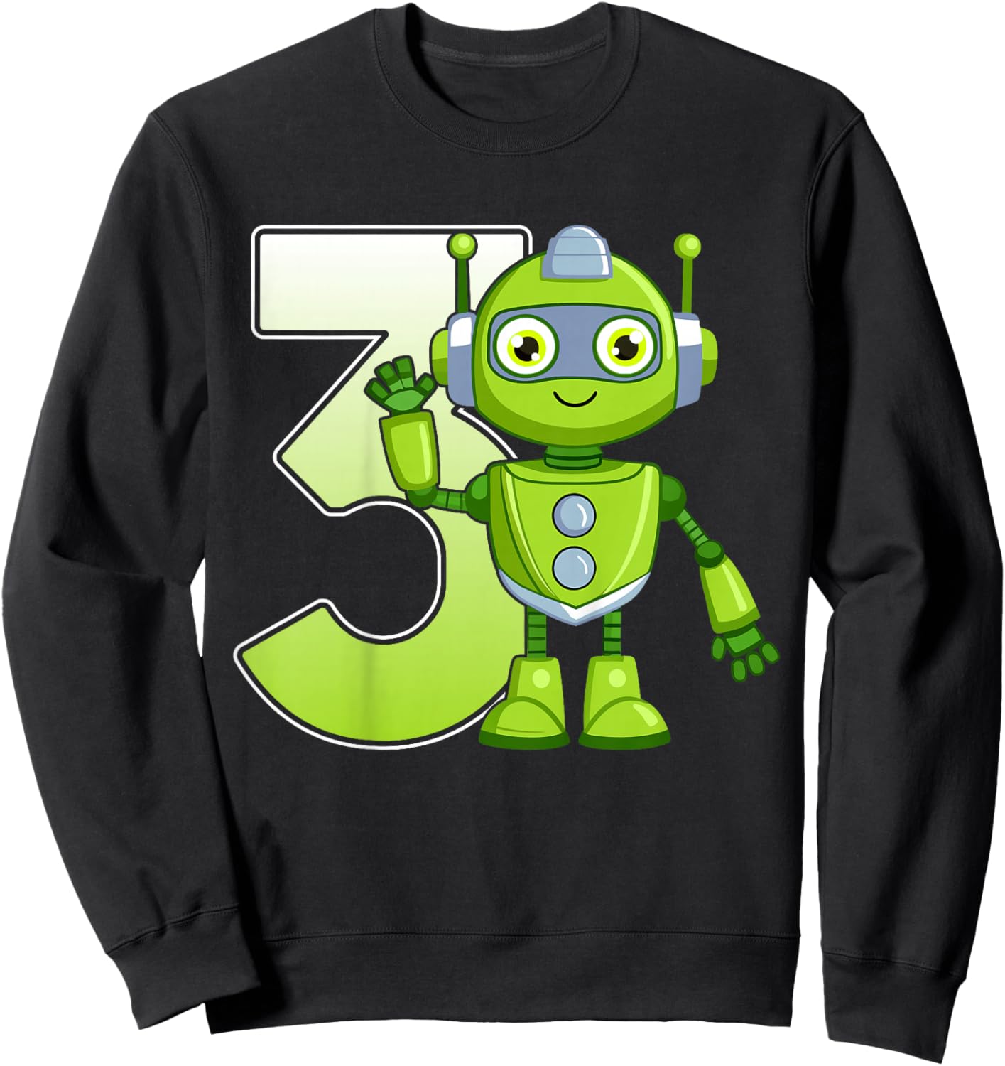 Kids 3 Years Old Robot Robotics 3rd Birthday Party Sweatshirt - Sweatshirt | Black