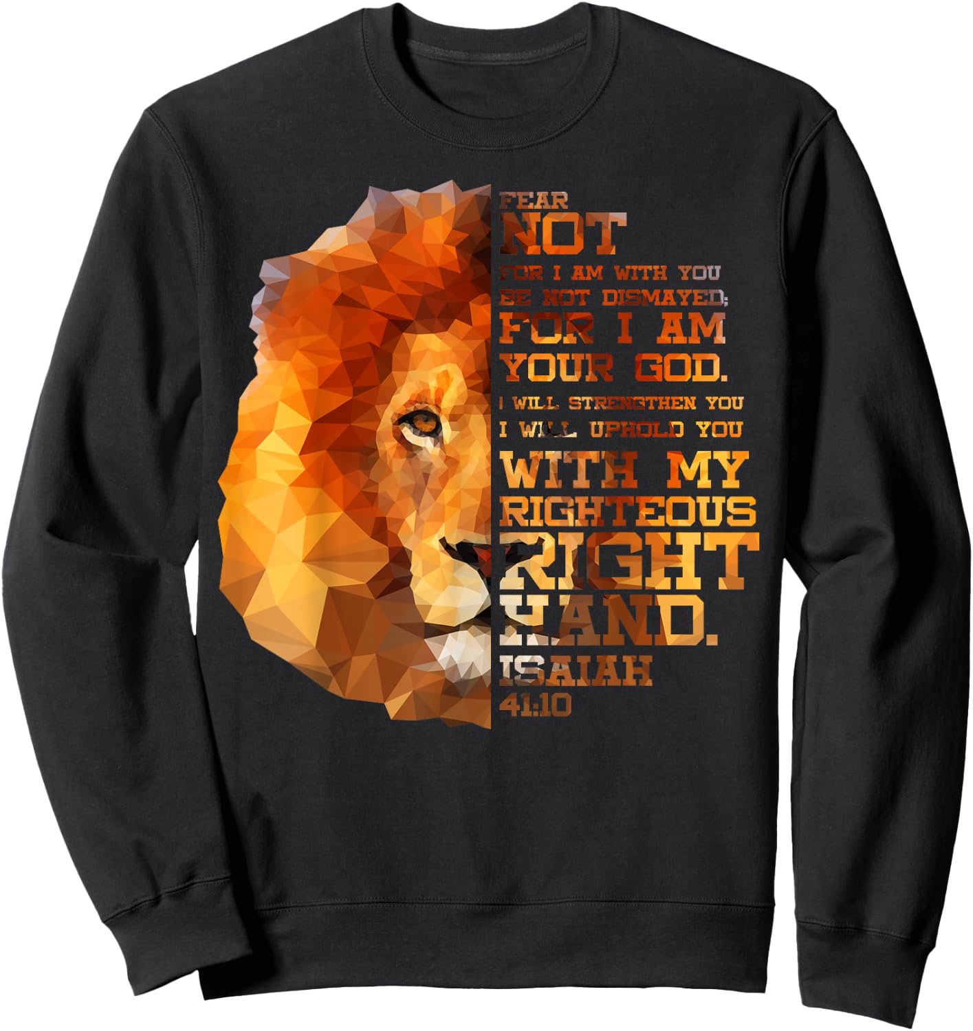 Isaiah 41:10 Bible Verse Lion Head Christian Birthday Gift Sweatshirt - Sweatshirt | Black