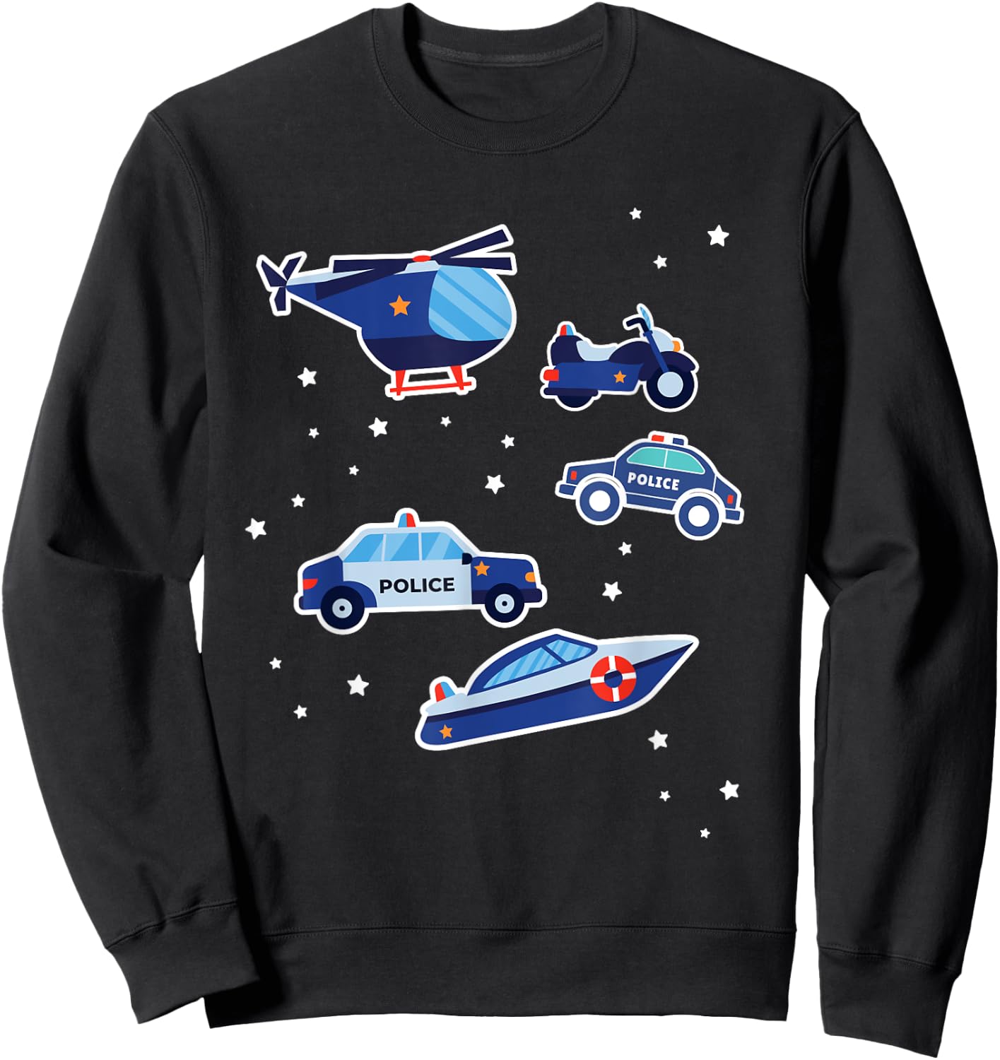 Police Cars Police Vehicles Kids Boys Toddler Cop Car Girls Sweatshirt - Sweatshirt | Black