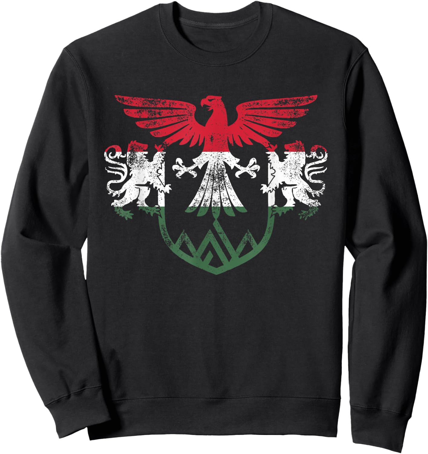 Hungary Lions and Eagle Symbol - Hungarian Flag Sweatshirt - Sweatshirt | Black