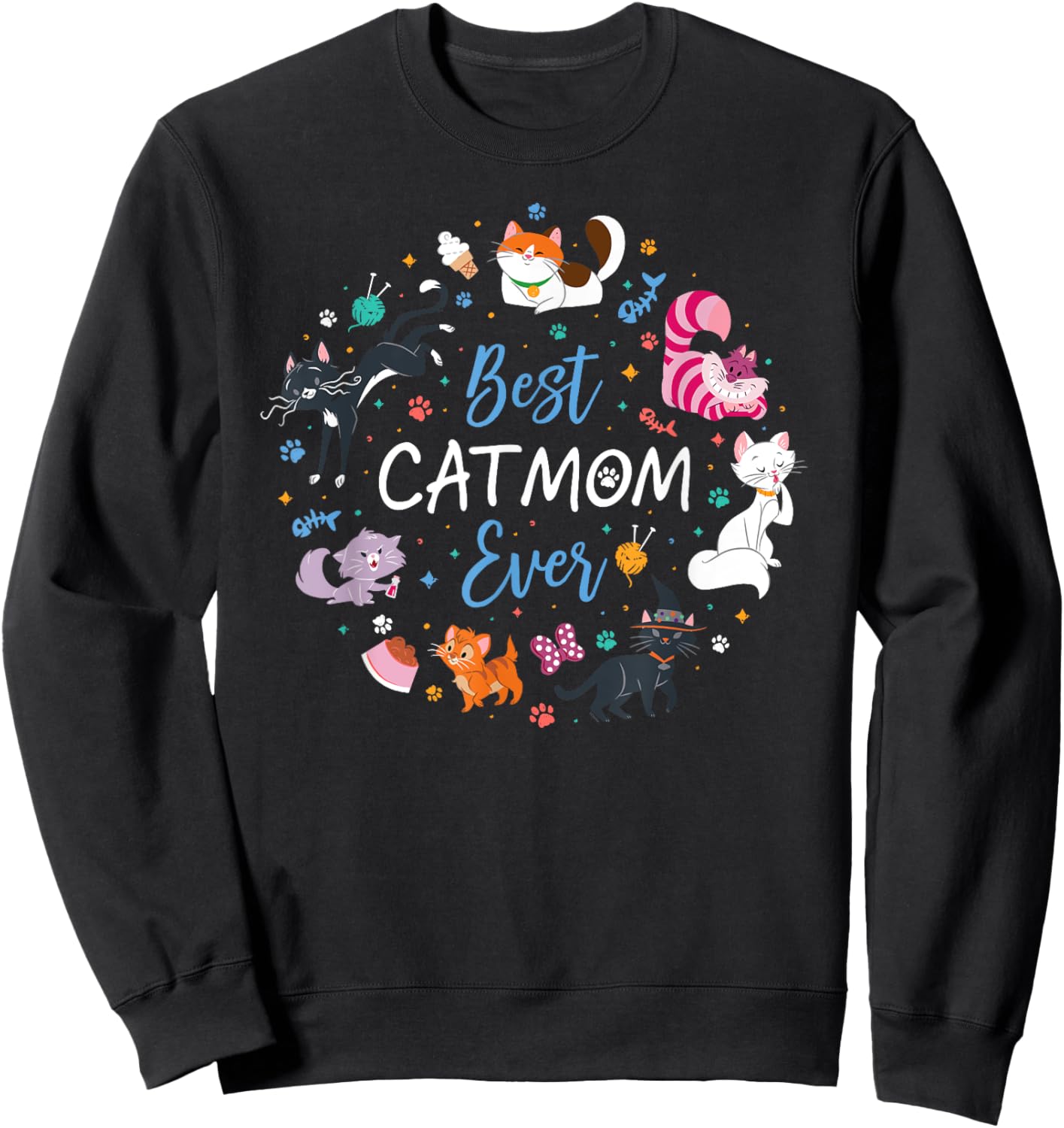 Disney Pet Parent Mother’s Day Disney Cats Best Cat Mom Ever Sweatshirt - Sweatshirt | Black