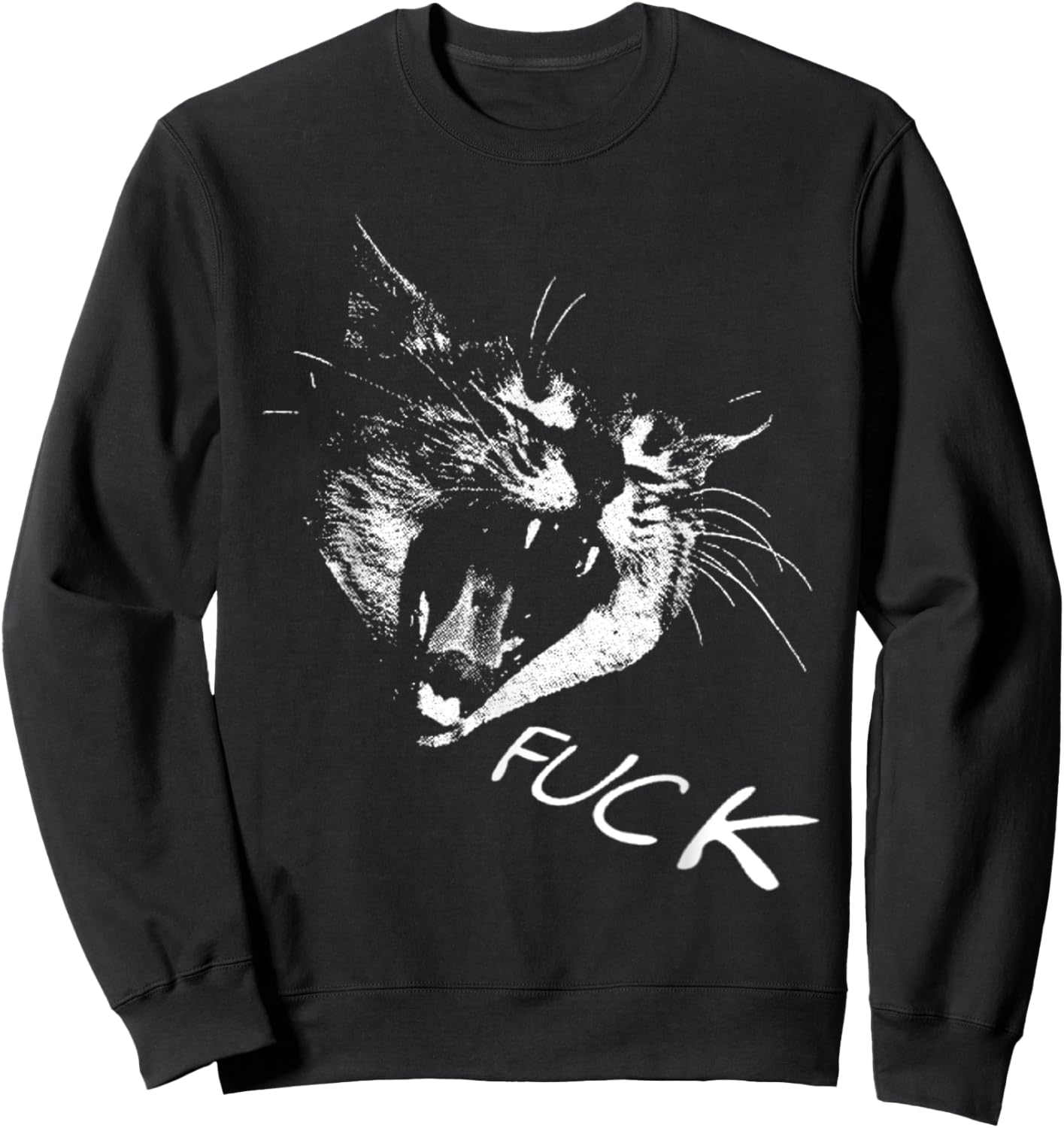Angry - Screaming Cat - Fuck Yelling Art Women Sweatshirt - Sweatshirt | Black