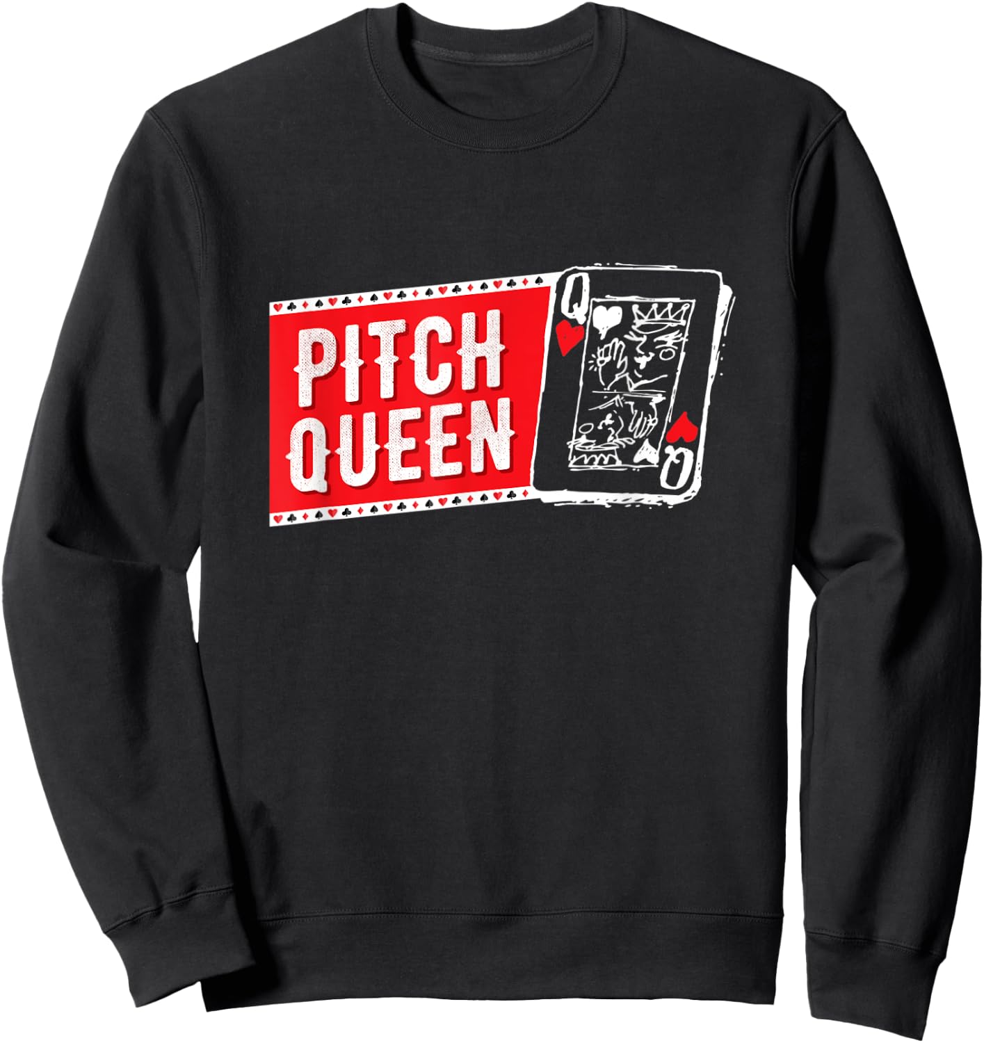 Pitch Queen, Pitch Player Cool Cards Graphic Sweatshirt - Sweatshirt | Black