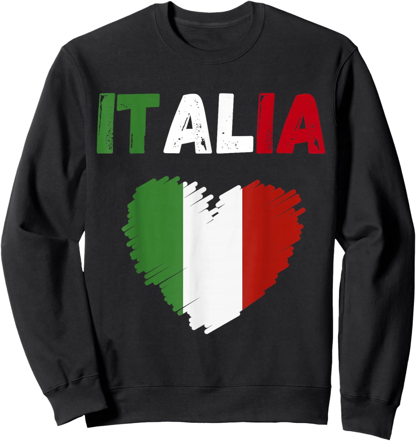Italy Flag Holiday Italy Heart Italian Flag Sweatshirt - Sweatshirt | Black