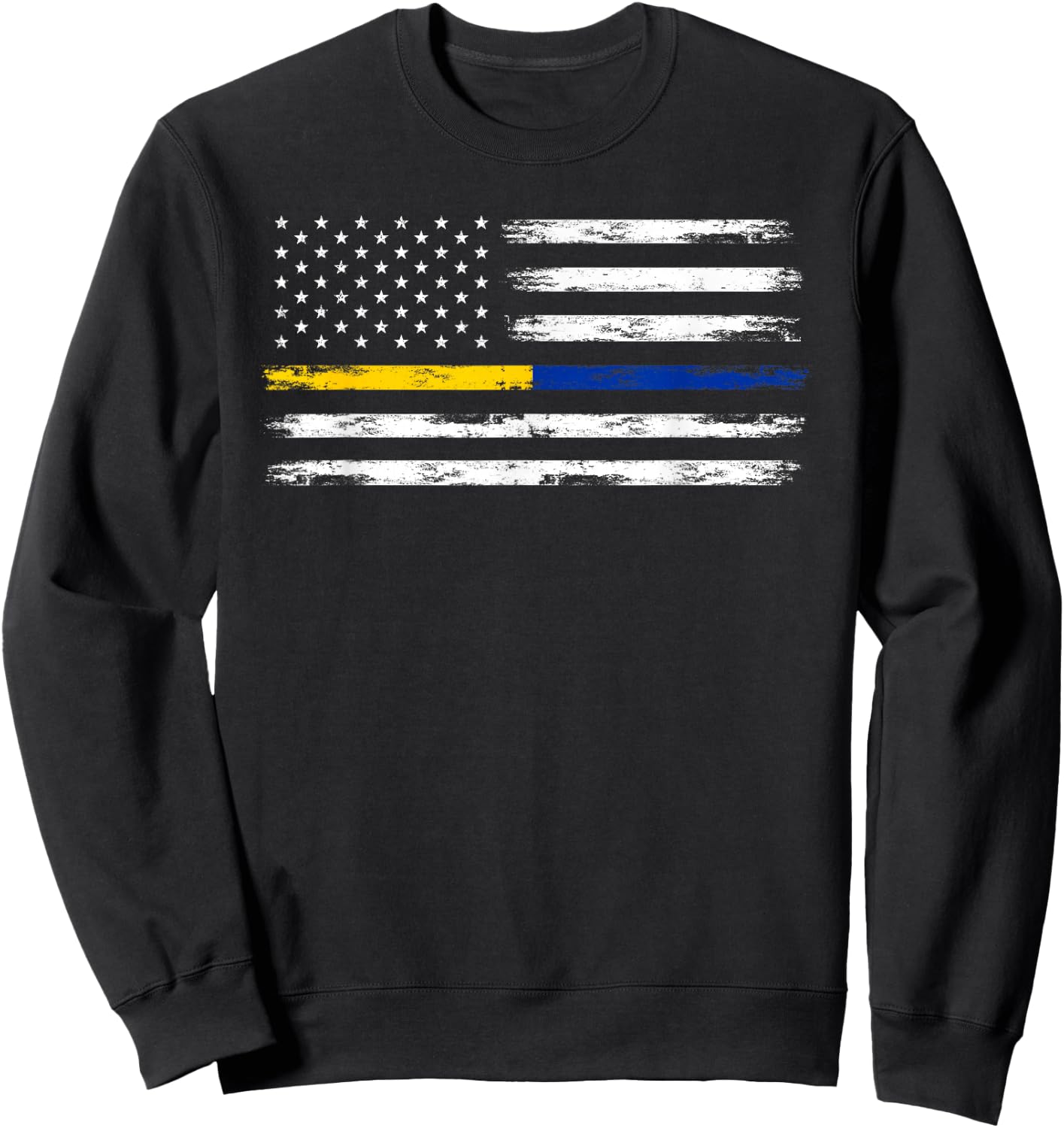 Gold Blue Line 911 Police Dispatcher First Responder Sweatshirt - Sweatshirt | Black