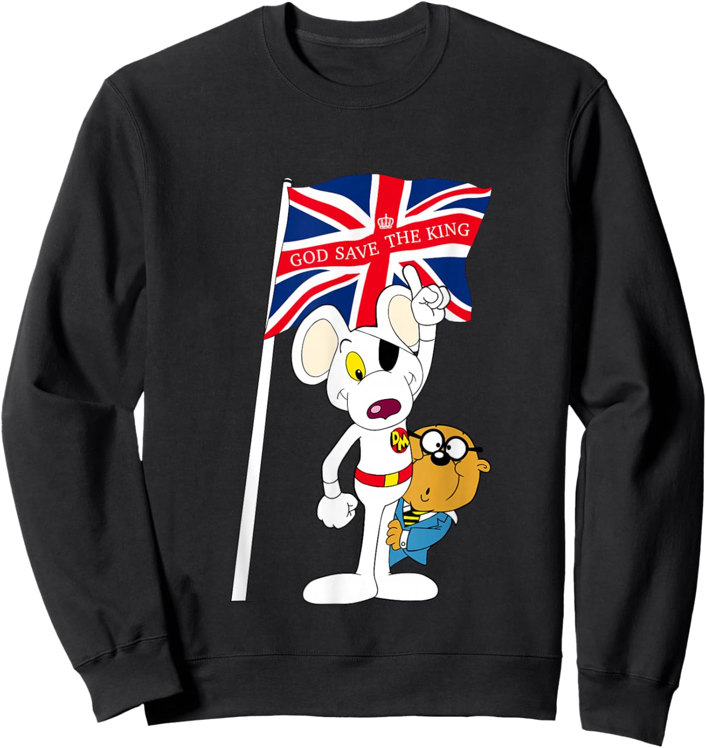 Danger Mouse Union Jack Flag God Save The King Sweatshirt - Sweatshirt | Black