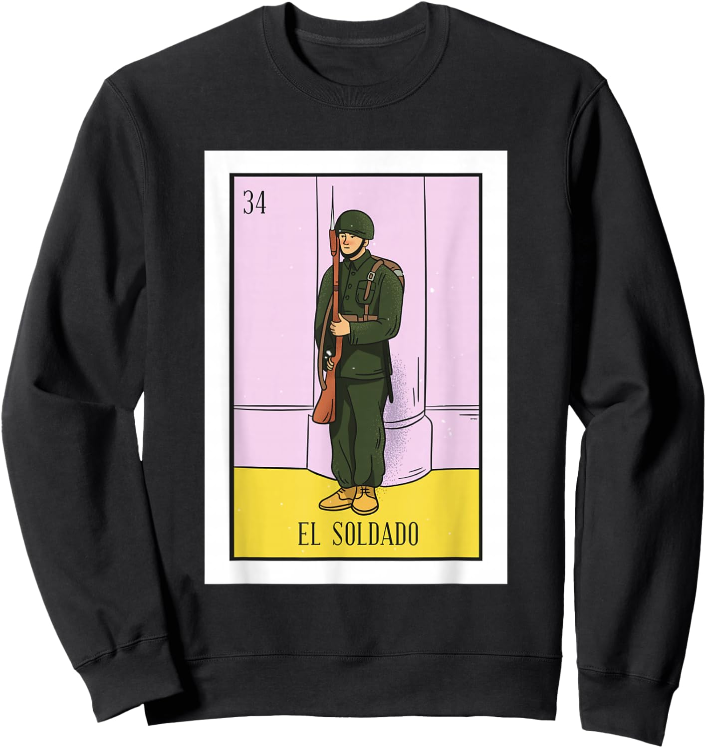 El Soldado Lottery Gift The Soldier Card Mexican Lottery Sweatshirt - Sweatshirt | Black