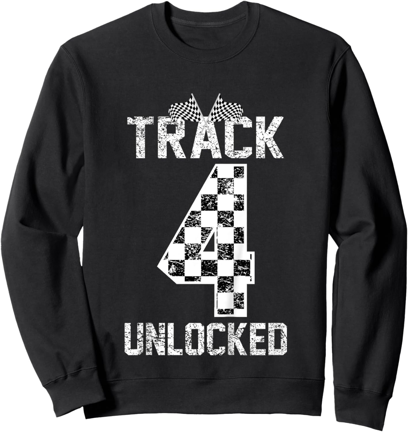 Kids Funny Boys Girls 4 Fourth Car Race 4th Birthday Racing Kids Sweatshirt - Sweatshirt | Black
