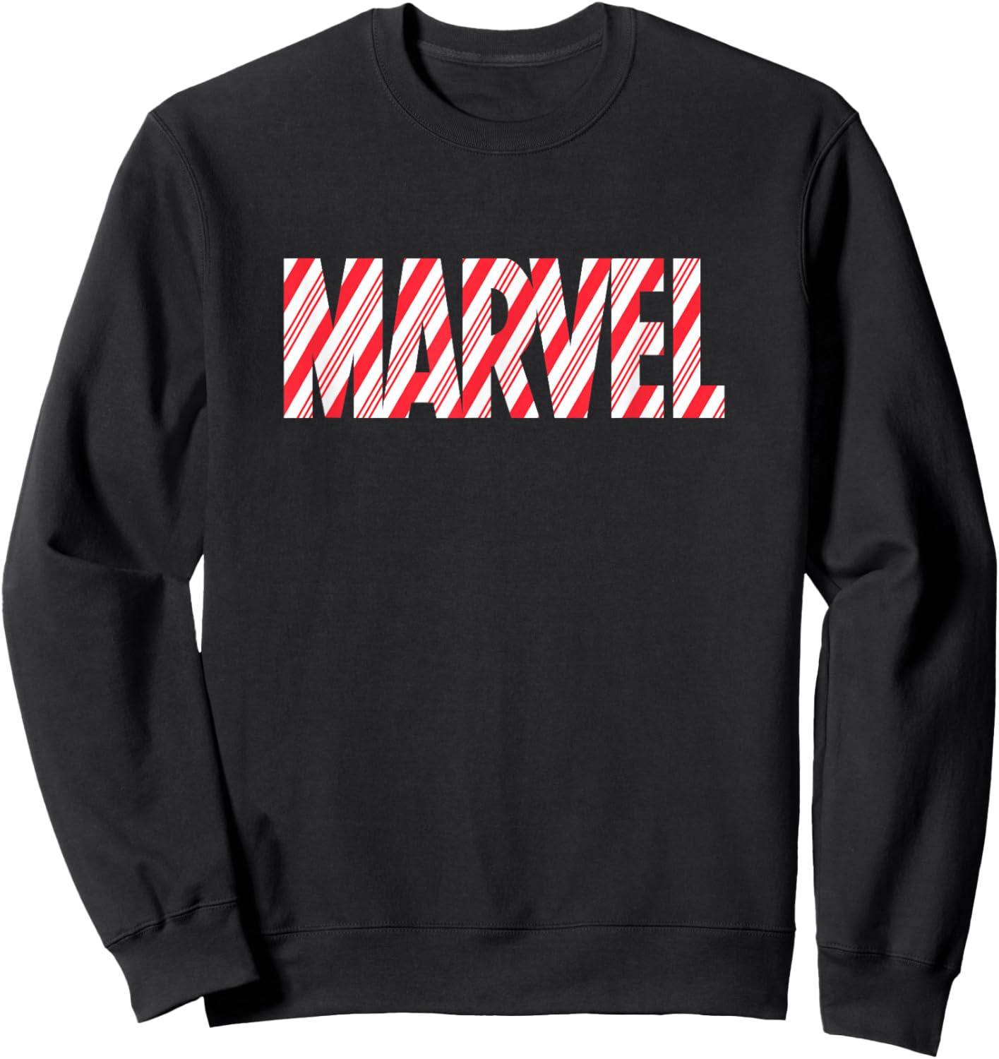 Marvel Comics Retro Classic Christmas Candy Cane Logo Sweatshirt - Sweatshirt | Black