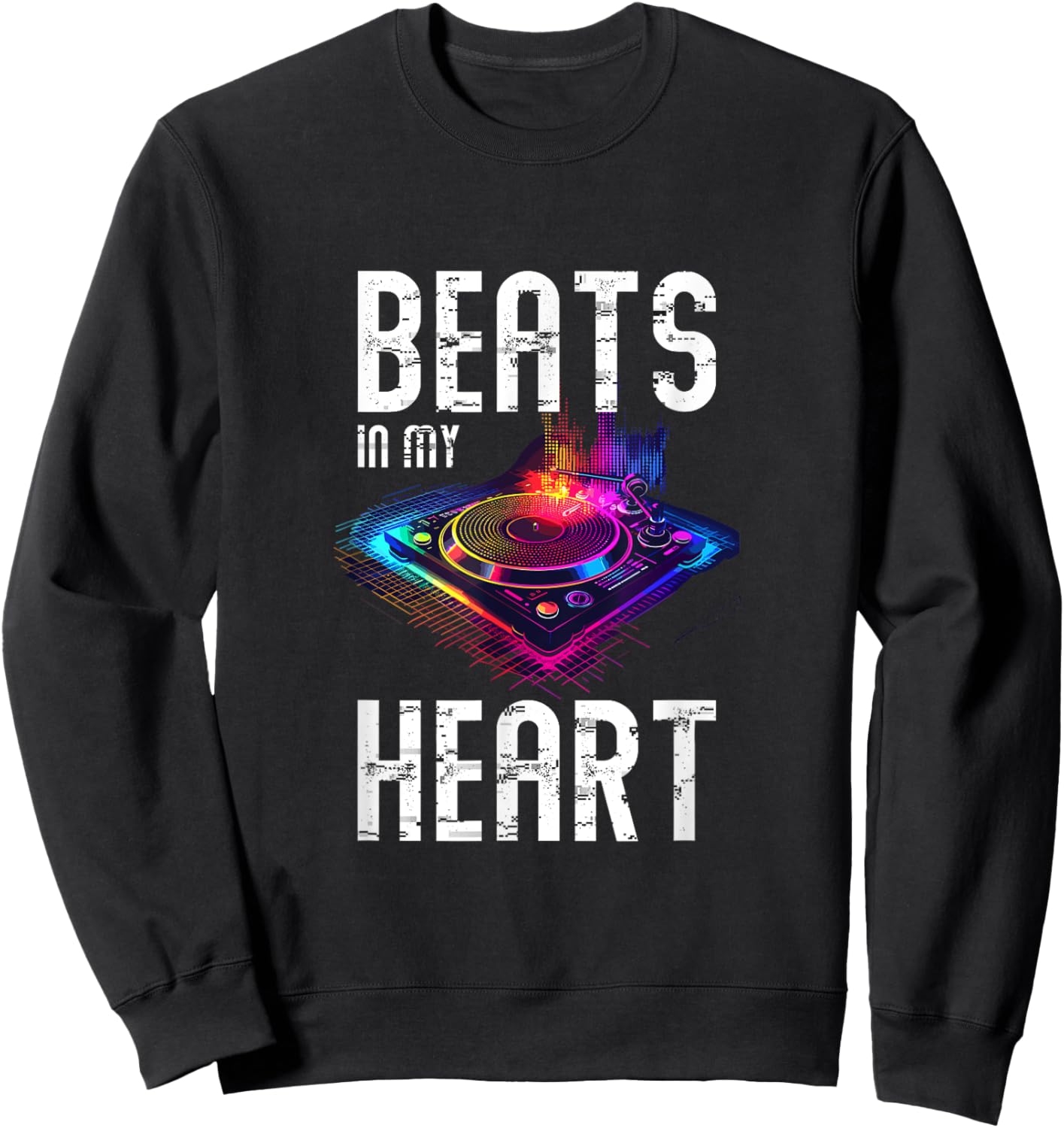 Beats In My Heart Colorful Music Vibes Sweatshirt - Sweatshirt | Black