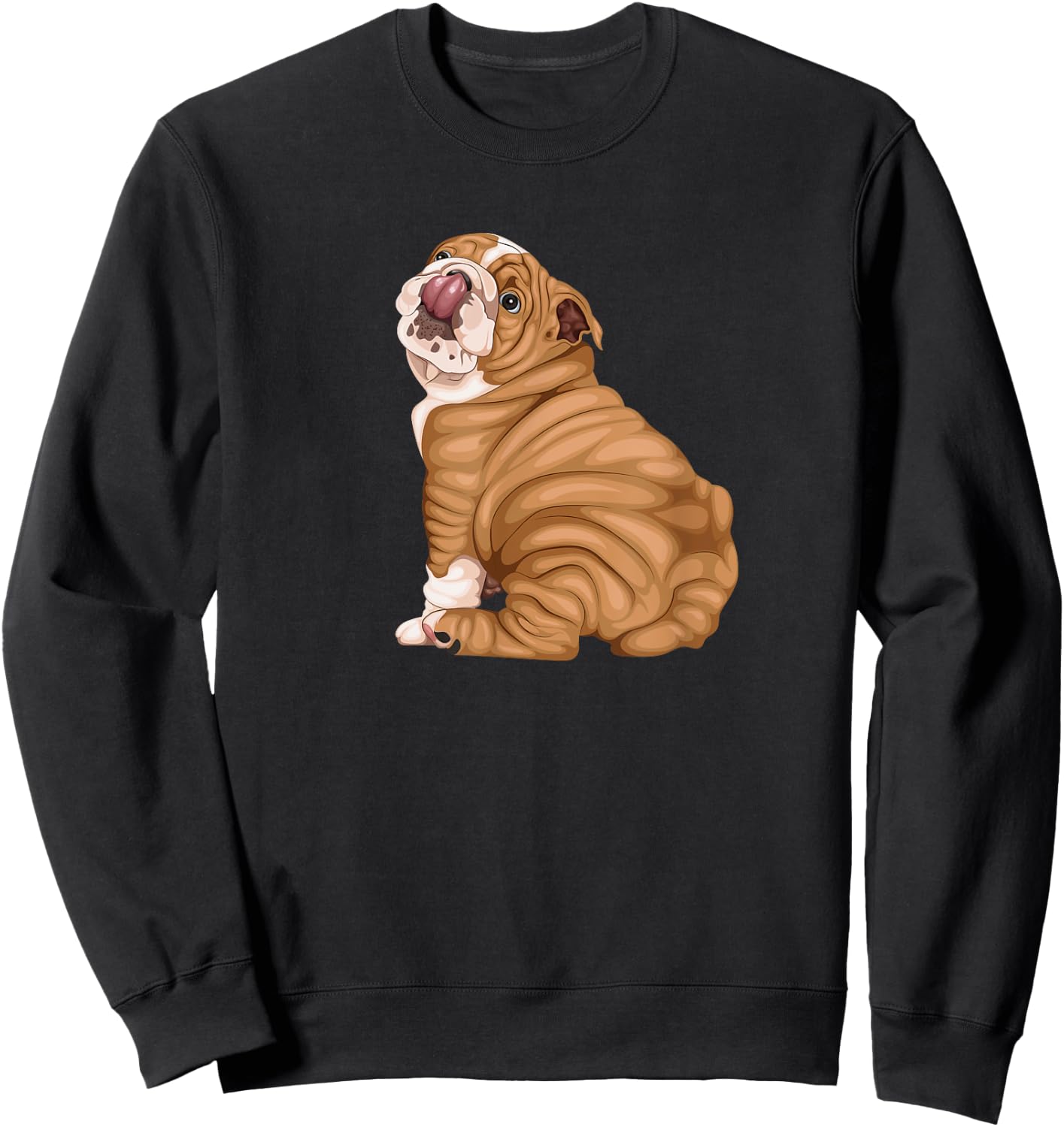 Funny Puppy Art Illustration English Bulldog Owner Women Kids Sweatshirt - Sweatshirt | Black