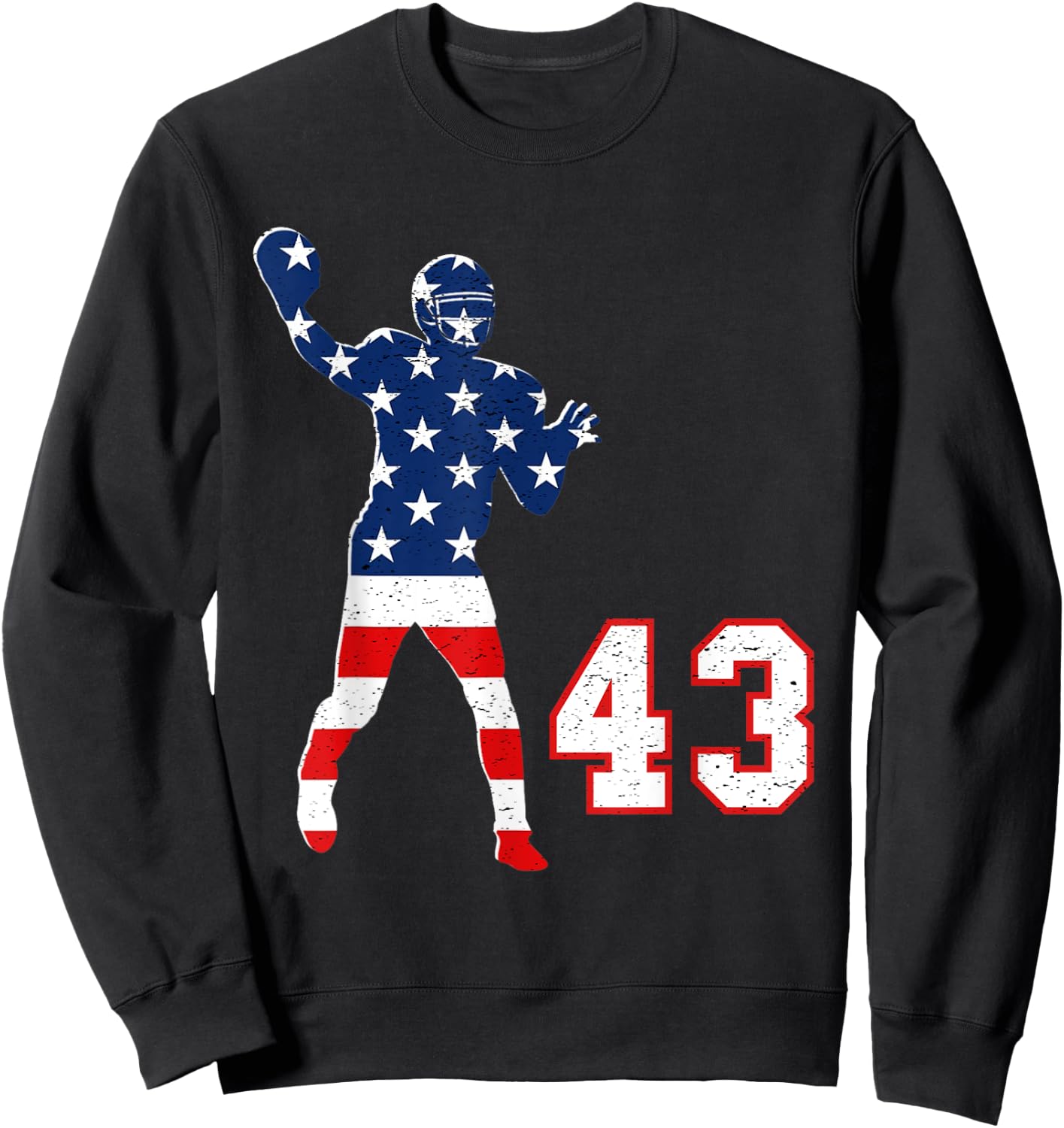 Football number 43 with American USA flag Sweatshirt - Sweatshirt | Black