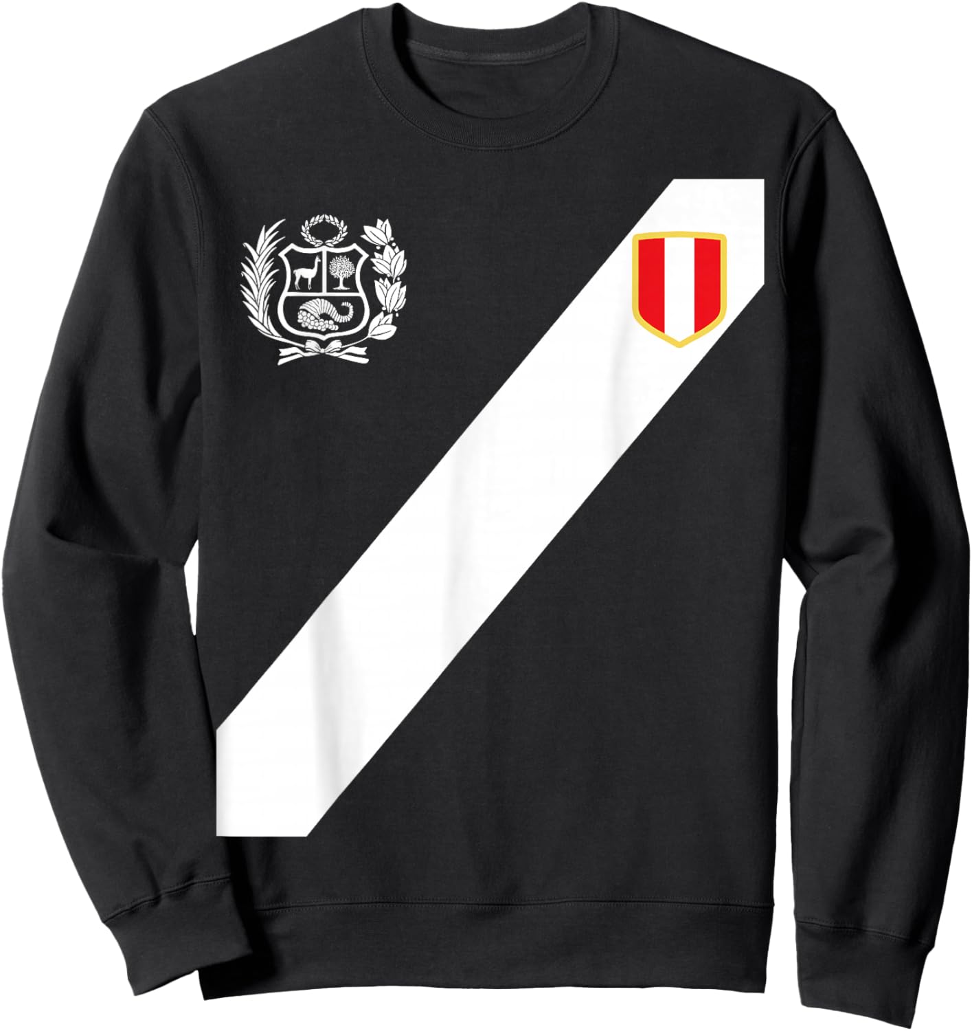 Peru Red Shirt Peruvian Flag Escudo Retro Soccer Peru Sweatshirt - Sweatshirt | Black