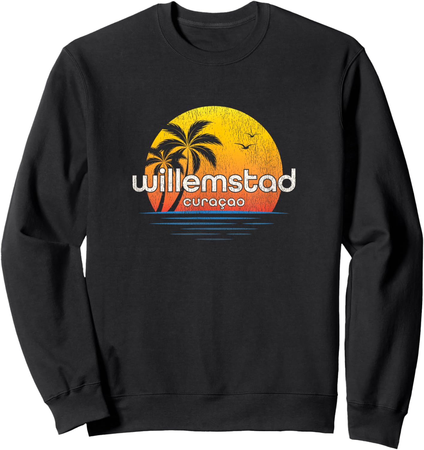 Willemstad Vintage Palm Tree Sunset Sweatshirt - Sweatshirt | Black