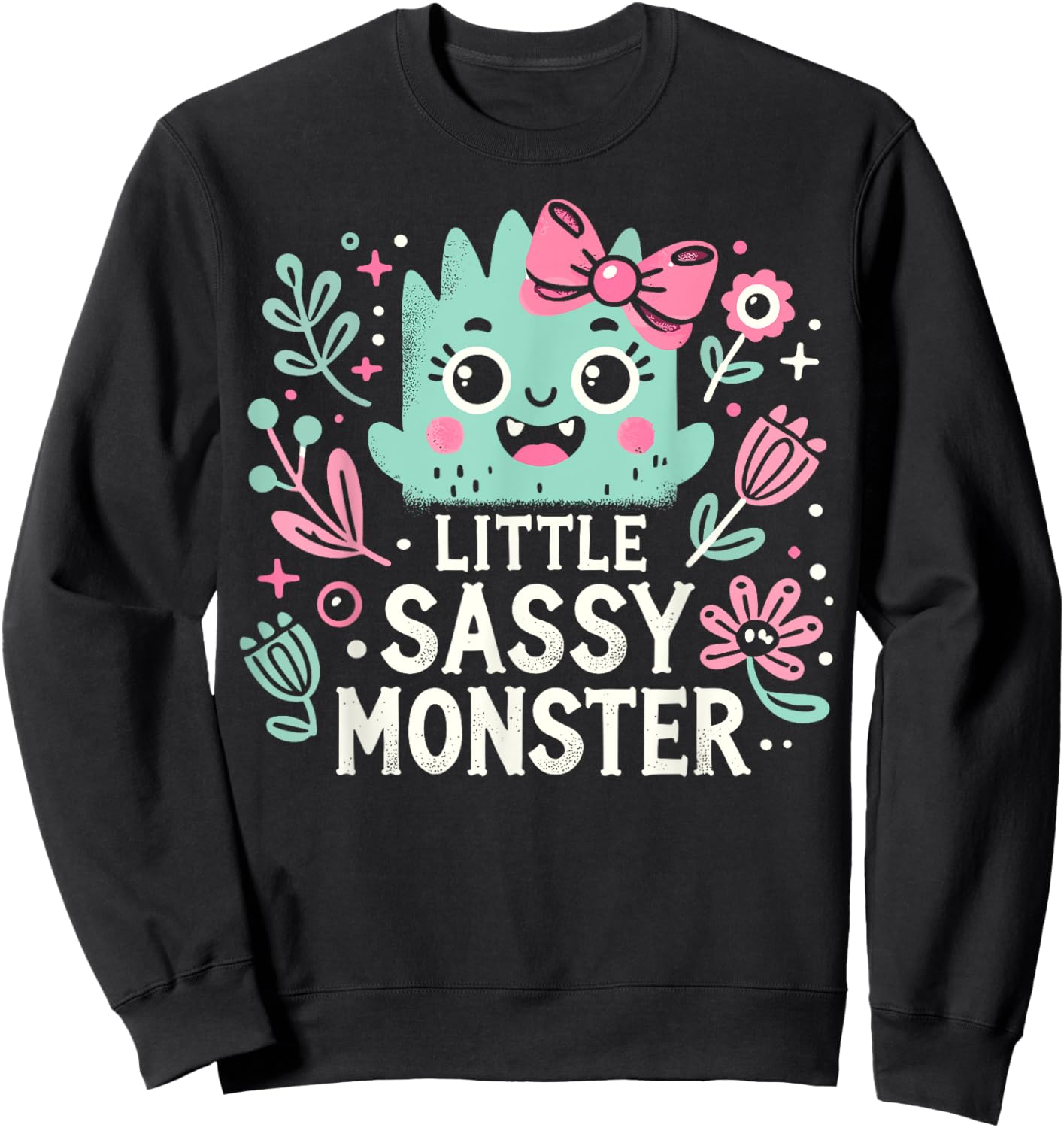 Kids Little Sassy Monster Halloween Costumes Toddler Girls Sweatshirt - Sweatshirt | Black