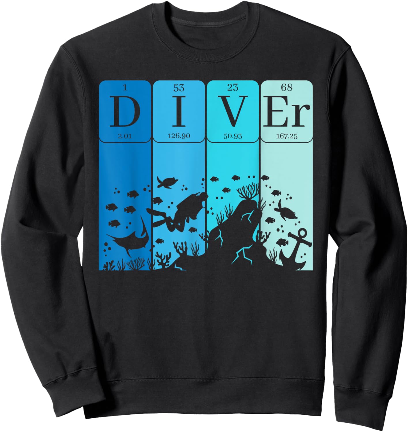 Diver Periodic Table Scuba Diving Enthusiast Sweatshirt - Sweatshirt | Black