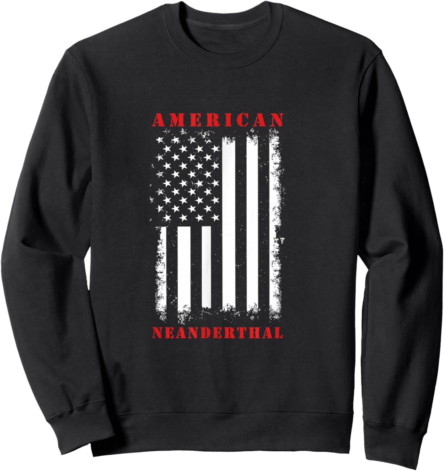 4th Of July US Flag Caveman American Neanderthal Sweatshirt - Sweatshirt | Black