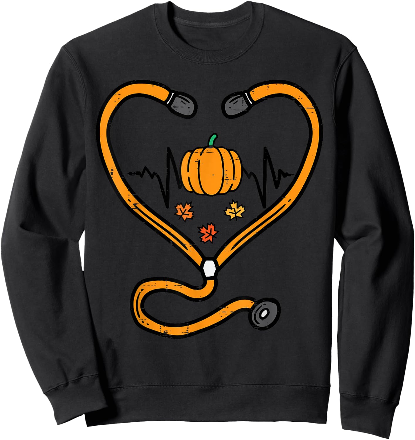 Thanksgiving Nurse Stethoscope Fall Scrub RN ICU ER Doctor Sweatshirt - Sweatshirt | Black