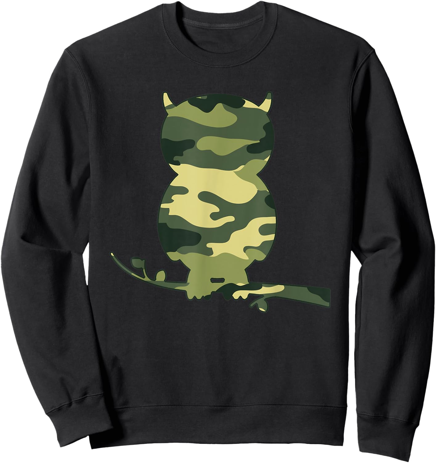 Military Owl Camo Men Print US Bird Owlet Veteran Gift Sweatshirt - Sweatshirt | Black