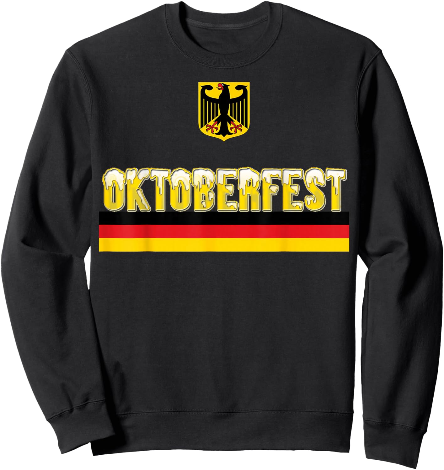 Oktoberfest Beer Foam German Flag and Eagle Emblem Sweatshirt - Sweatshirt | Black