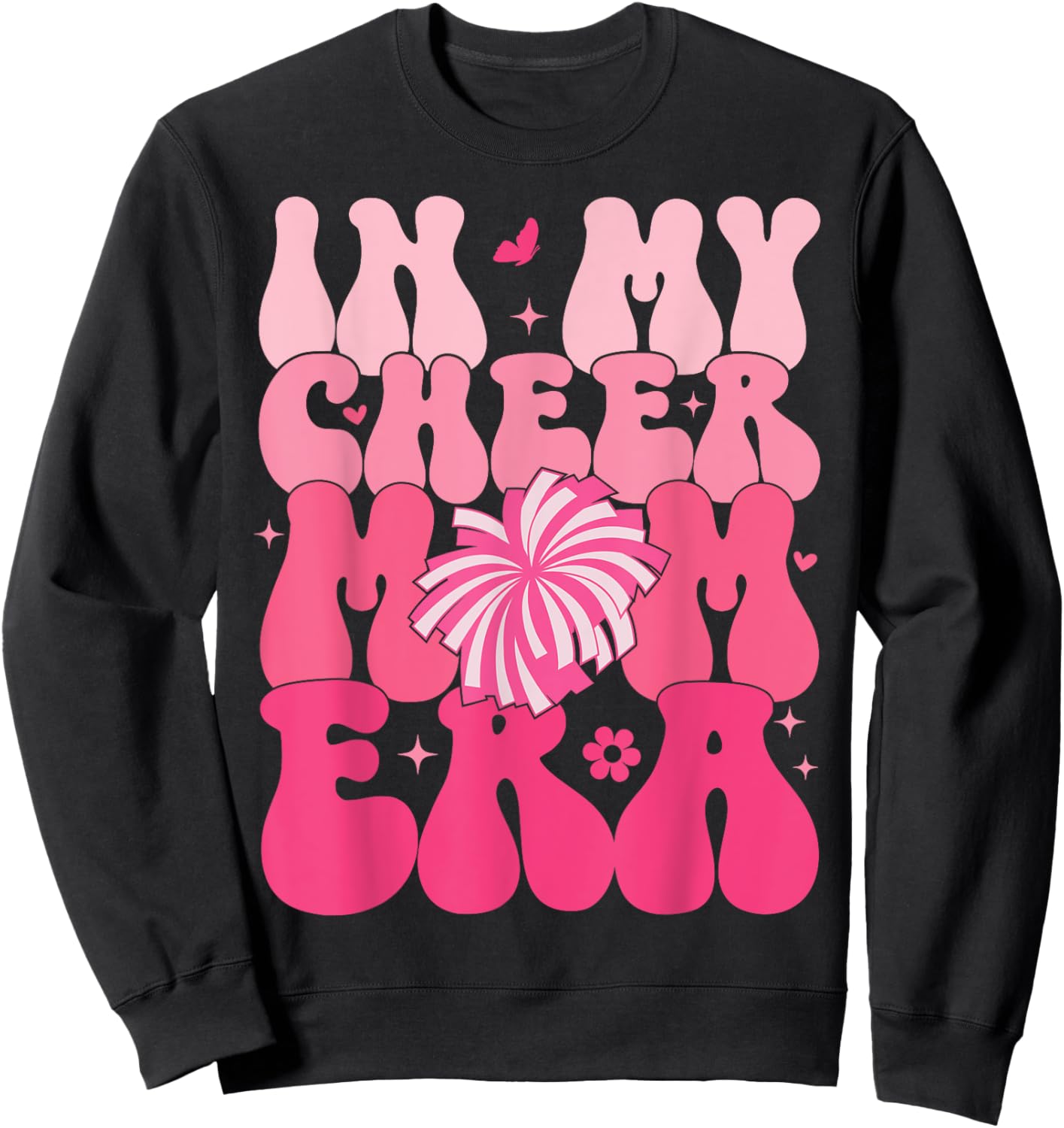 In My Cheer Mom Era Groovy Cheerleading Football Mom Women Sweatshirt - Sweatshirt | Black