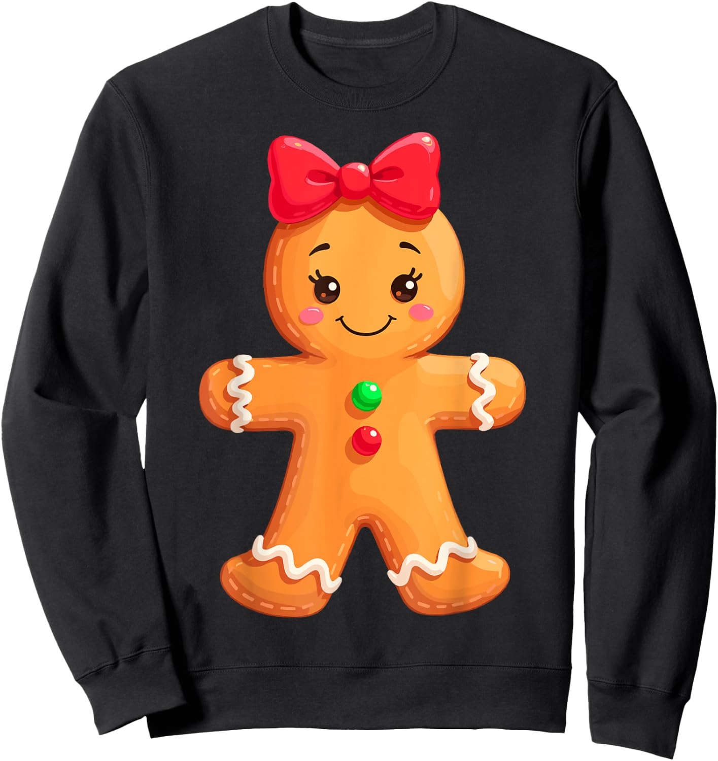 Funny Gingerbread Girl & Boy Christmas Couple Matching Girls Sweatshirt - Sweatshirt | Black