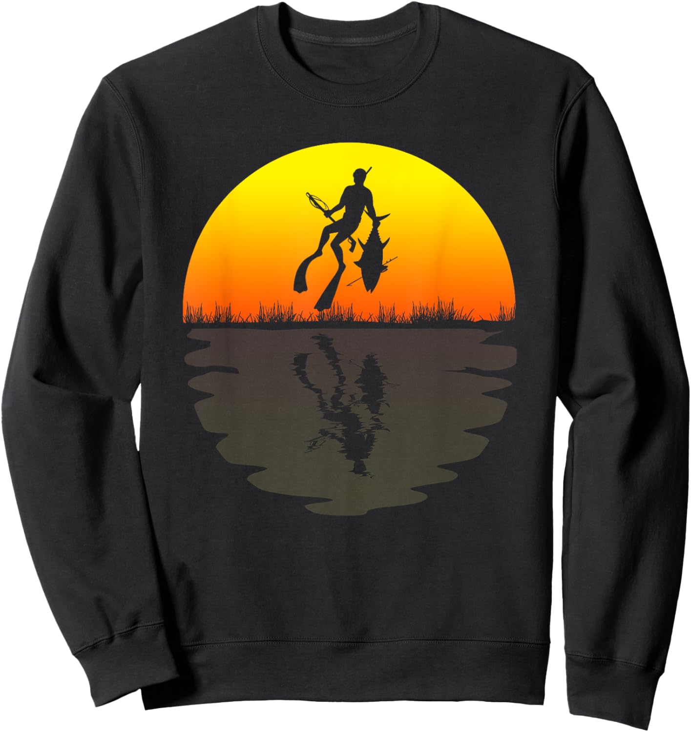 Spearfishing shirt retro sunset 70s vintage Spearfishing Sweatshirt - Sweatshirt | Black