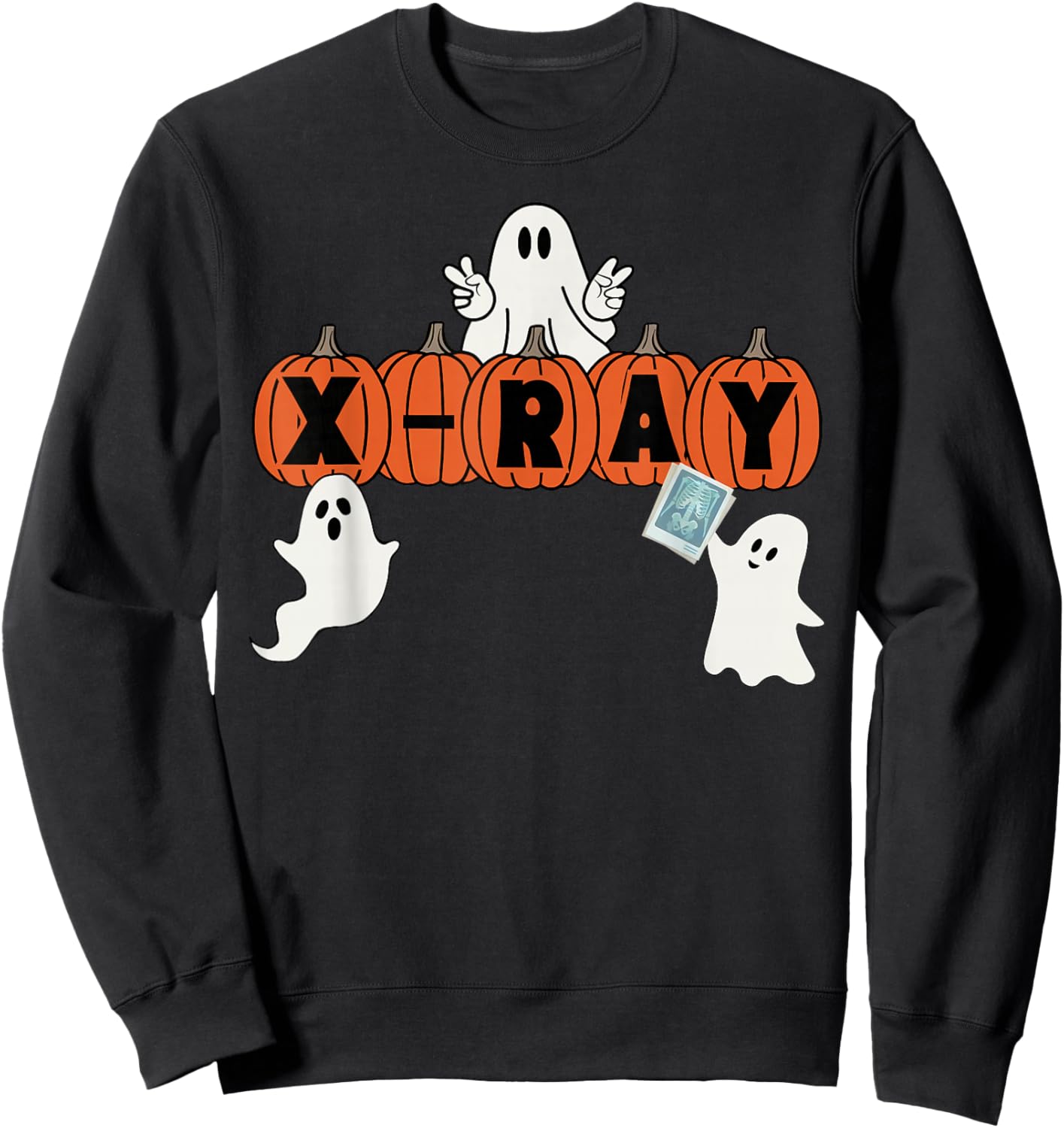 Funny X-Ray Tech Halloween Pumpkins Ghost Radiology Tech Sweatshirt - Sweatshirt | Black
