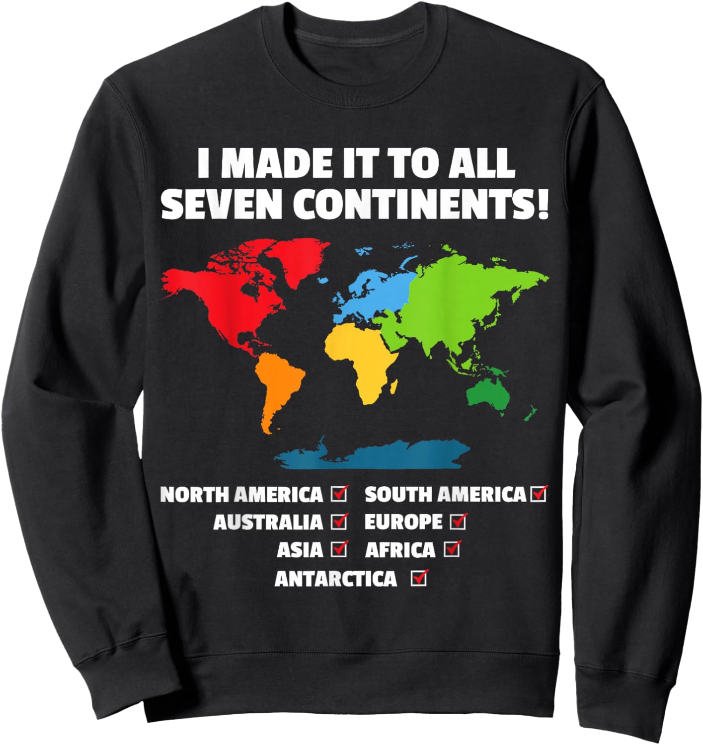 World Traveler - Seven Continents - 7 Continents Club white Sweatshirt - Sweatshirt | Black