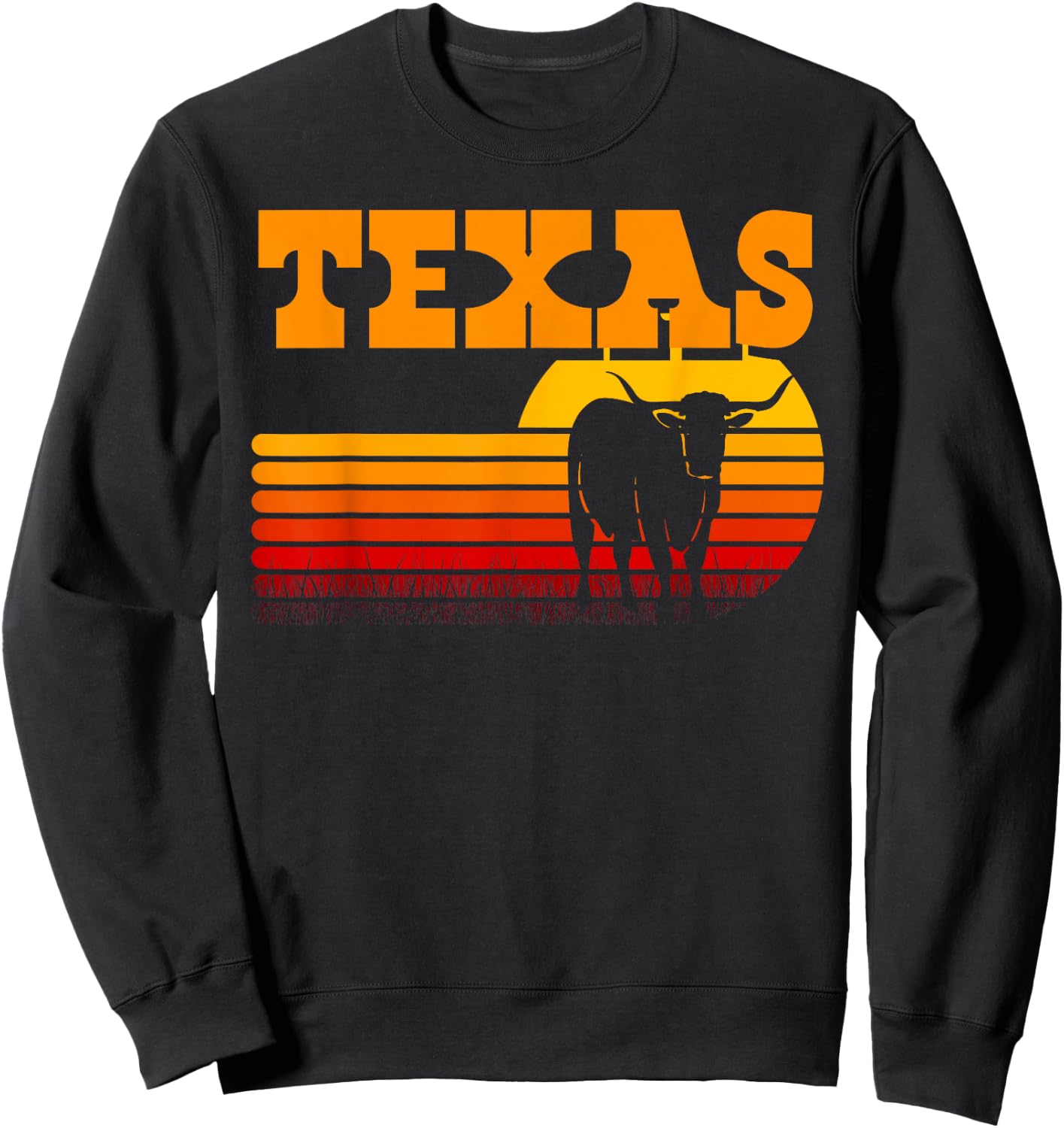 Texas Longhorn Shirts Vintage Retro Sunset Texas Sweatshirt - Sweatshirt | Black