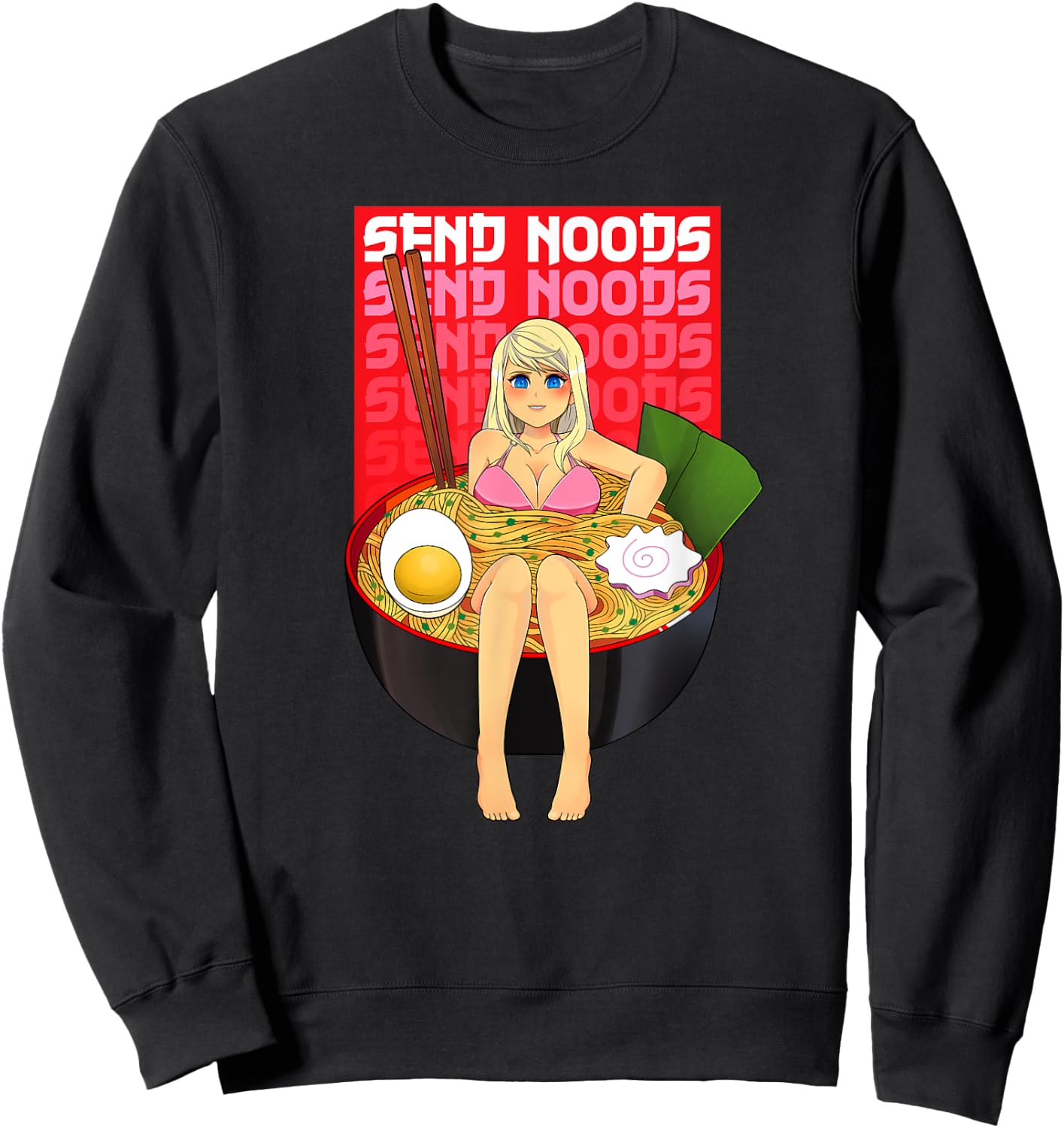 Spicy Ramen Bowl Lewd Noodle Send Noods Kawaii Ecchi Hentai Sweatshirt - Sweatshirt | Black