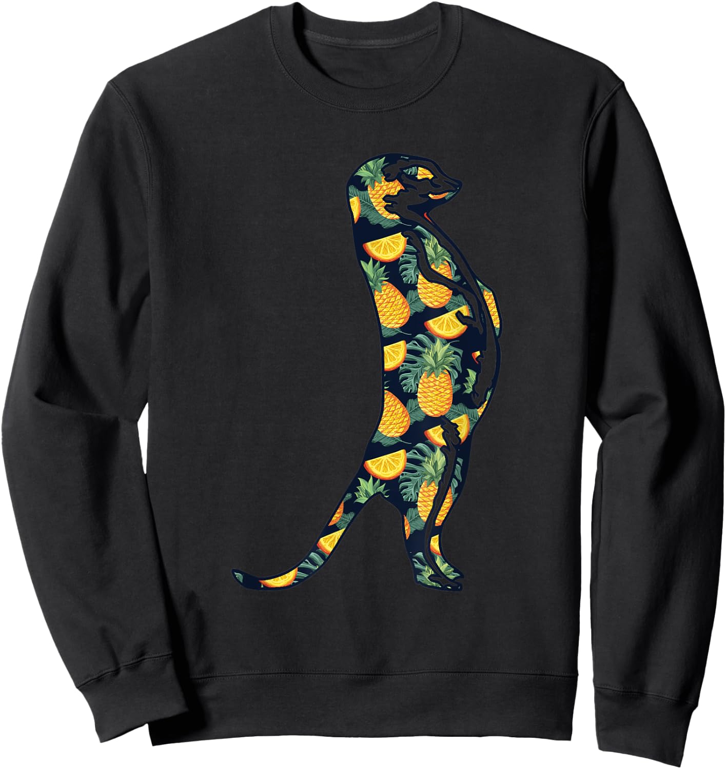 Pineapple Hawaiian Meerkat Women Men Print Mierkat Girl Gift Sweatshirt - Sweatshirt | Black