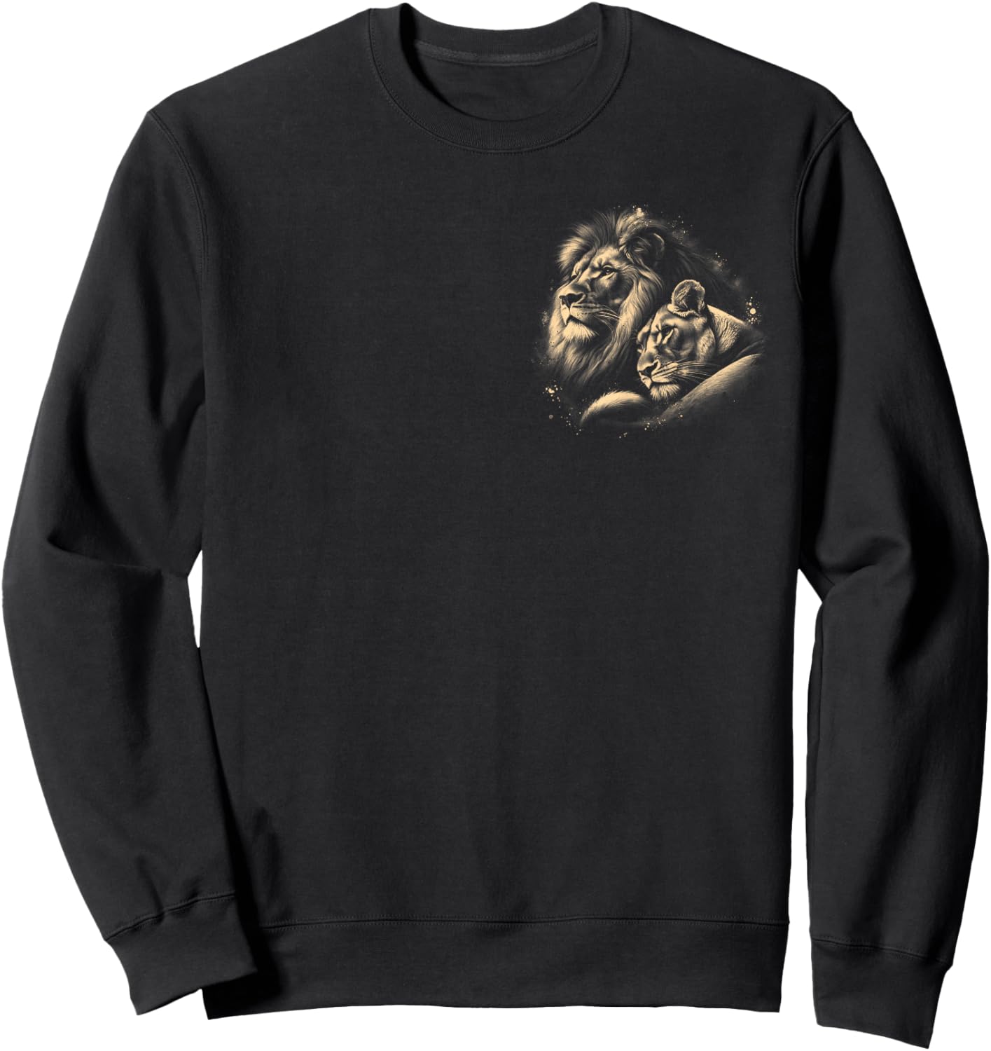 Lion and Lioness - Love, Loyalty and Partnership on Chest Sweatshirt - Sweatshirt | Black
