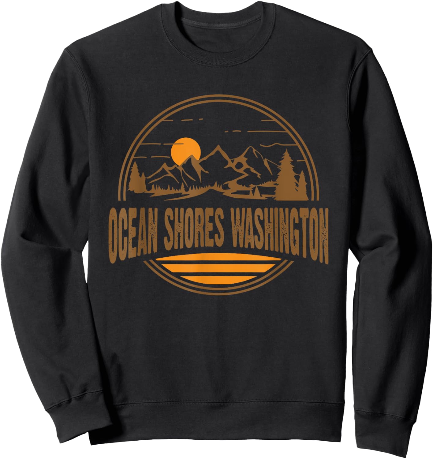 Retro Ocean Shores, Washington State Gift Sweatshirt - Sweatshirt | Black