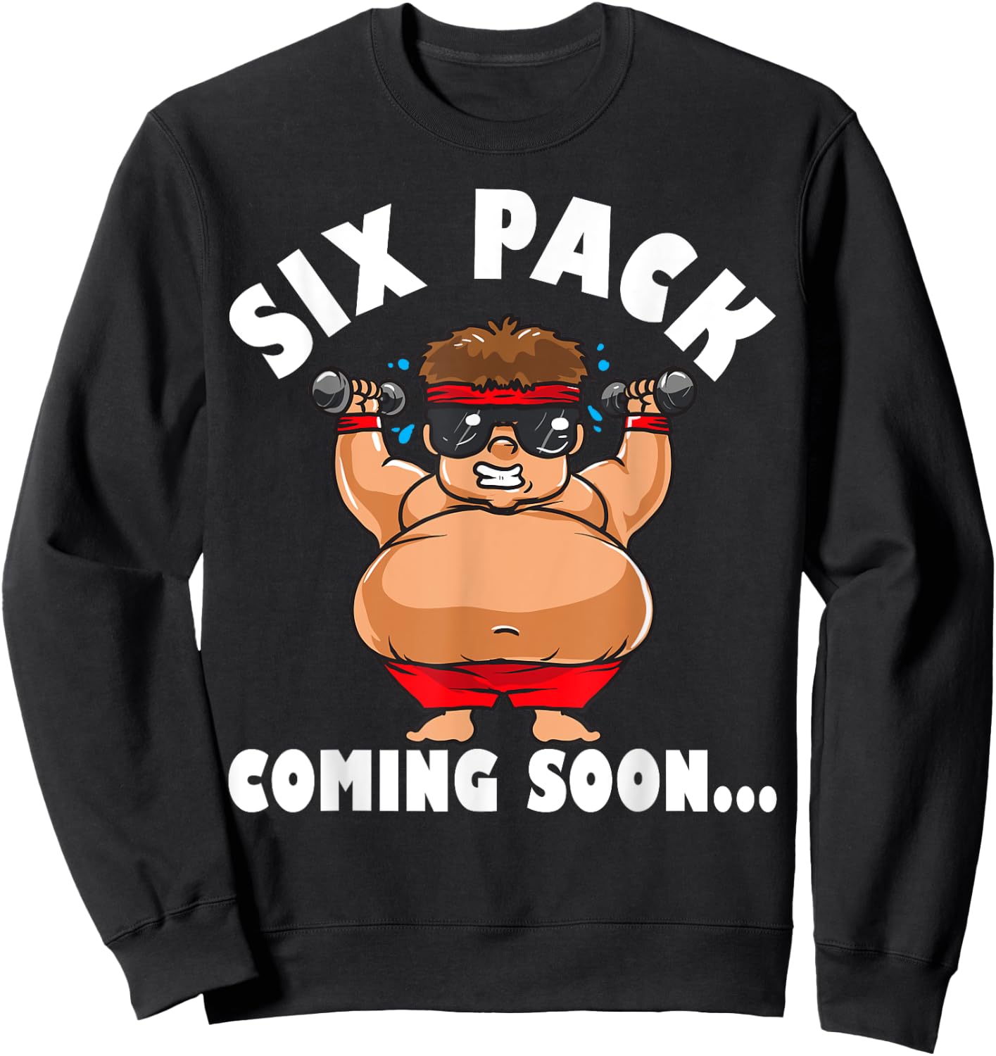 Men Funny Gym Six Pack Coming Soon - Cartoon design Sweatshirt - Sweatshirt | Black
