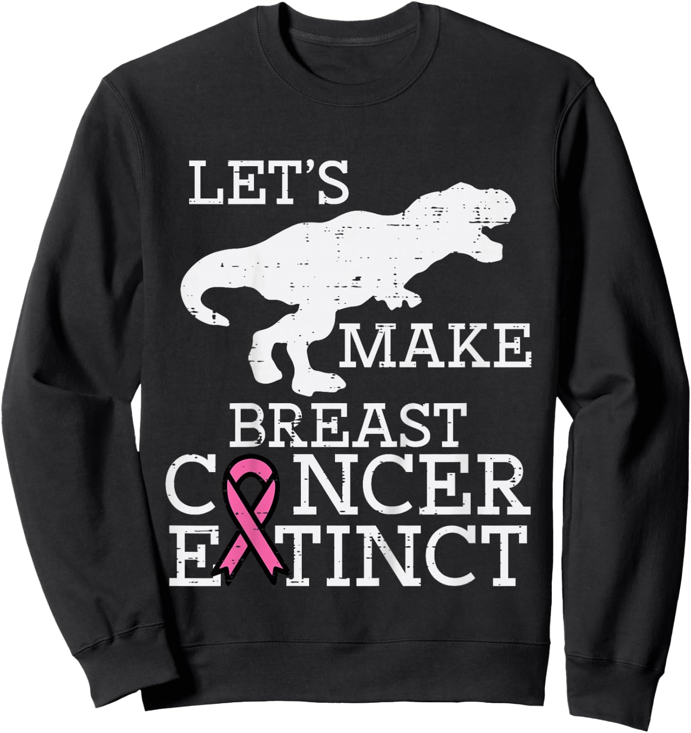 Kids Extinct Dino Trex Breast Cancer Awareness Kids Toddler Boys Sweatshirt - Sweatshirt | Black