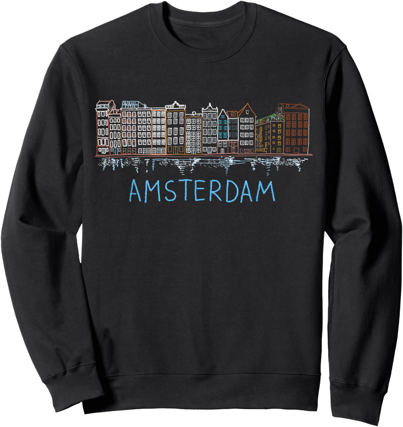 Amsterdam Houses Unique Hand Drawn Art Sweatshirt - Sweatshirt | Black