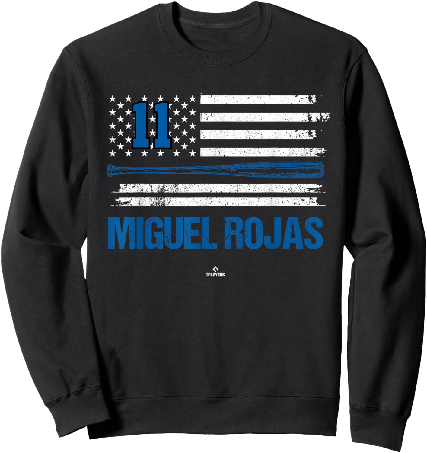 USA Flag Bat Miguel Rojas Los Angeles Baseball MLBPA Sweatshirt - Sweatshirt | Black