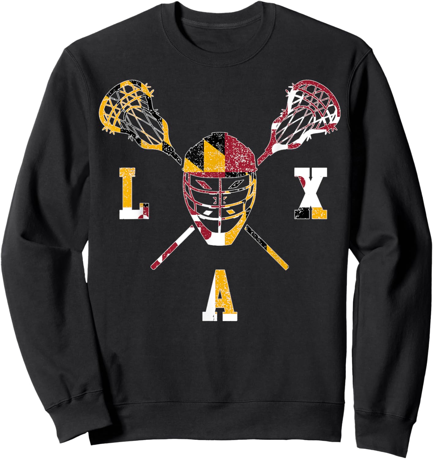 Maryland Lacrosse Lover Maryland Flag Family Vacation Sweatshirt - Sweatshirt | Black