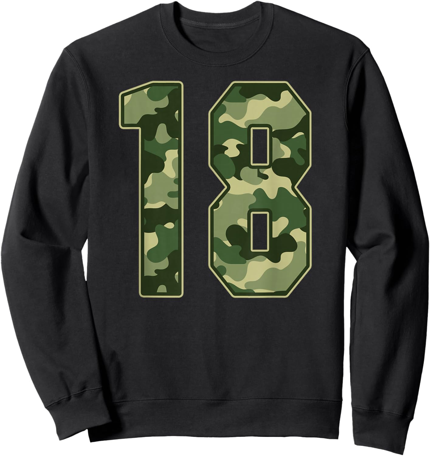 Camo #18 Jersey Number 18 Uniform Fan Favorite Player Sweatshirt - Sweatshirt | Black