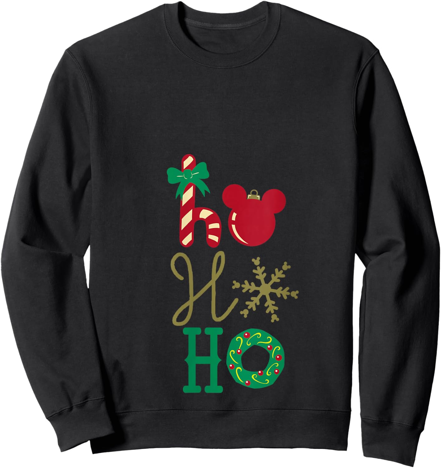 Disney Mickey Icon Ho Ho Ho Holiday V-Neck Sweatshirt - Sweatshirt | Black