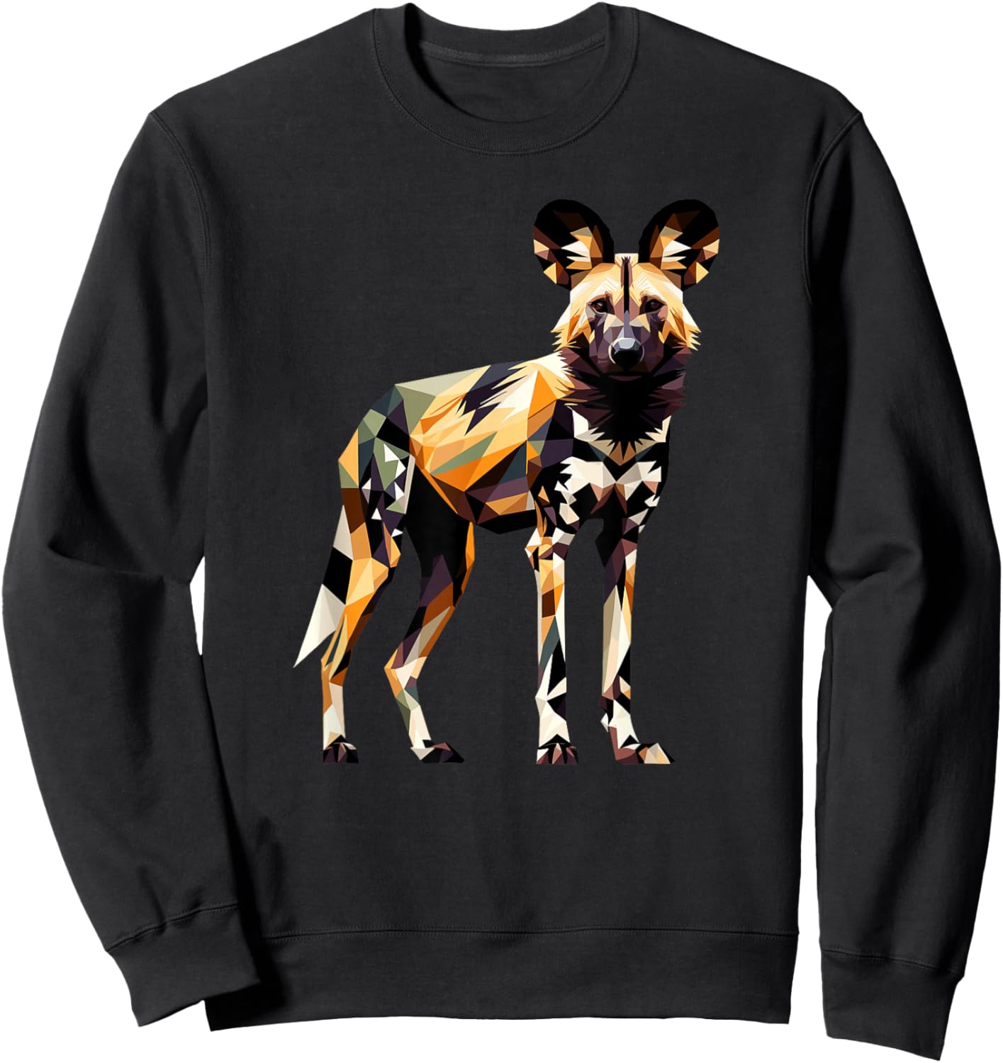 Geometric Art African Wild Dog Painted Dog Sweatshirt - Sweatshirt | Black