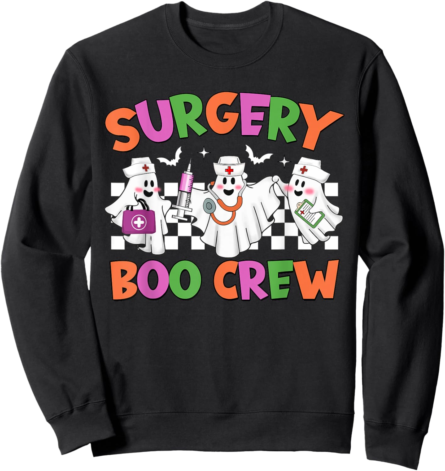 Retro Surgery Boo Crew Surgical Tech Halloween Costumes Sweatshirt - Sweatshirt | Black