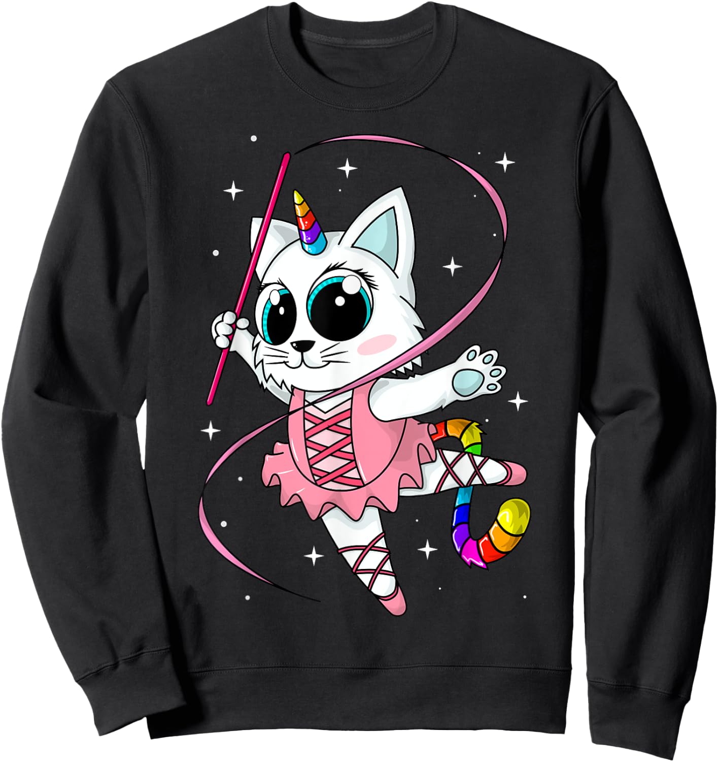 Unicorn Cat Cati Corn Kittycorn Cute Kitty Rainbow Girl Gift Sweatshirt - Sweatshirt | Black