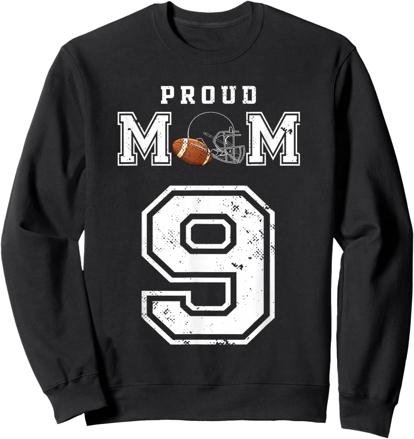 Custom Proud Football Mom Number 9 Personalized Sweatshirt - Sweatshirt | Black