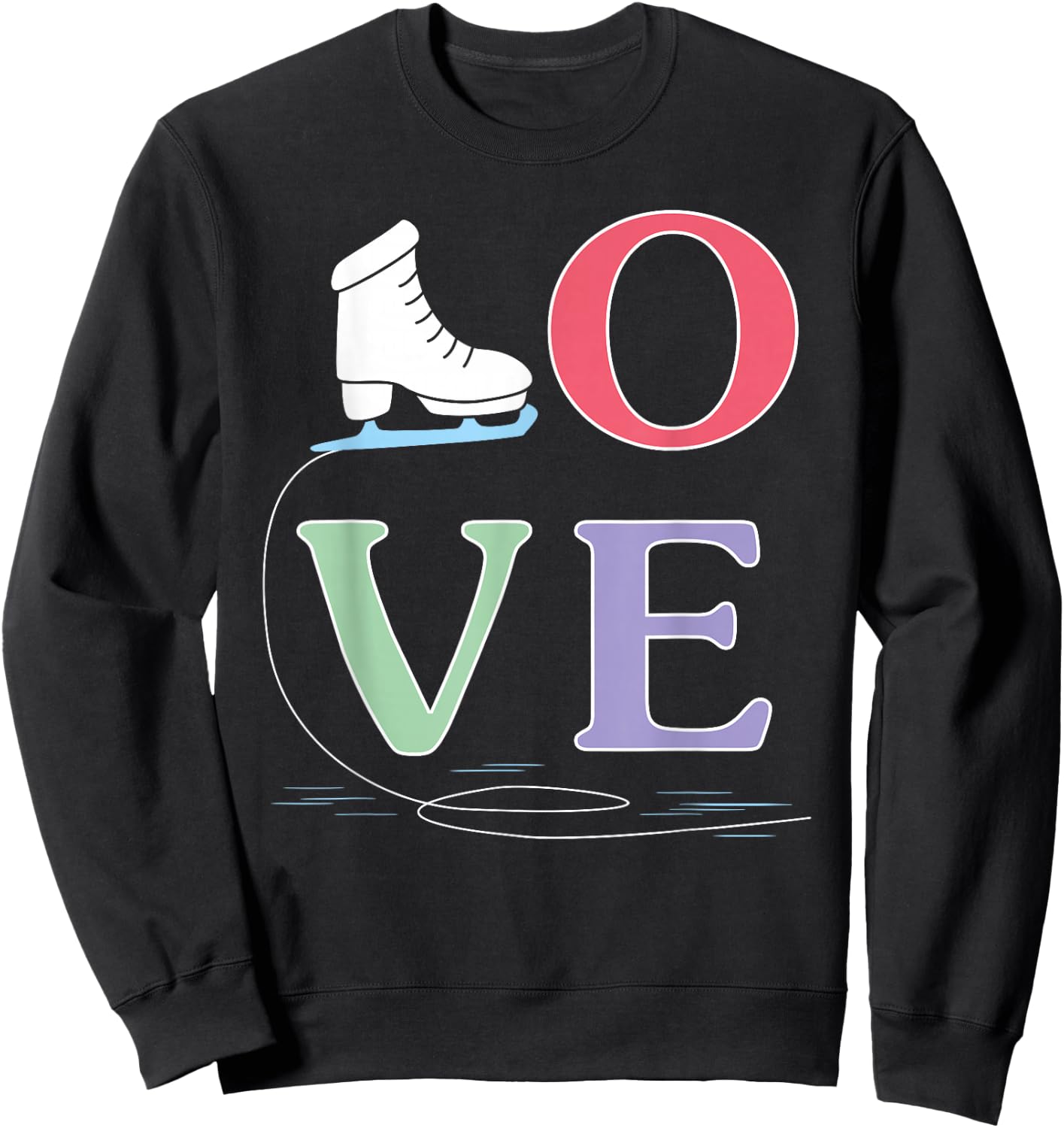 Super Cute Figure & Skating For Girls Women Who Ice Skate Sweatshirt - Sweatshirt | Black