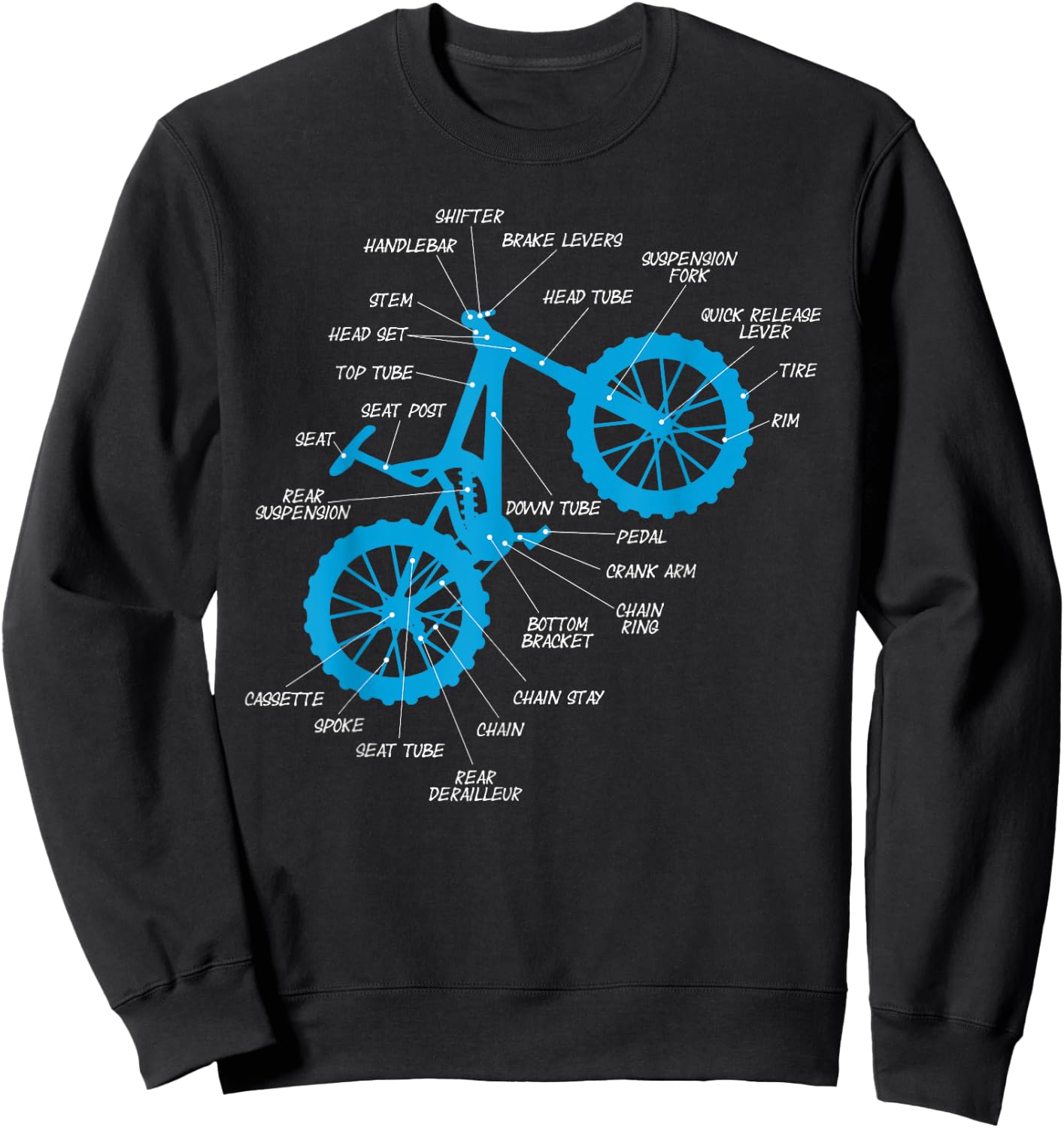 Fully MTB Anatomy - Mountain Bike Parts Cross Cycling Sweatshirt - Sweatshirt | Black