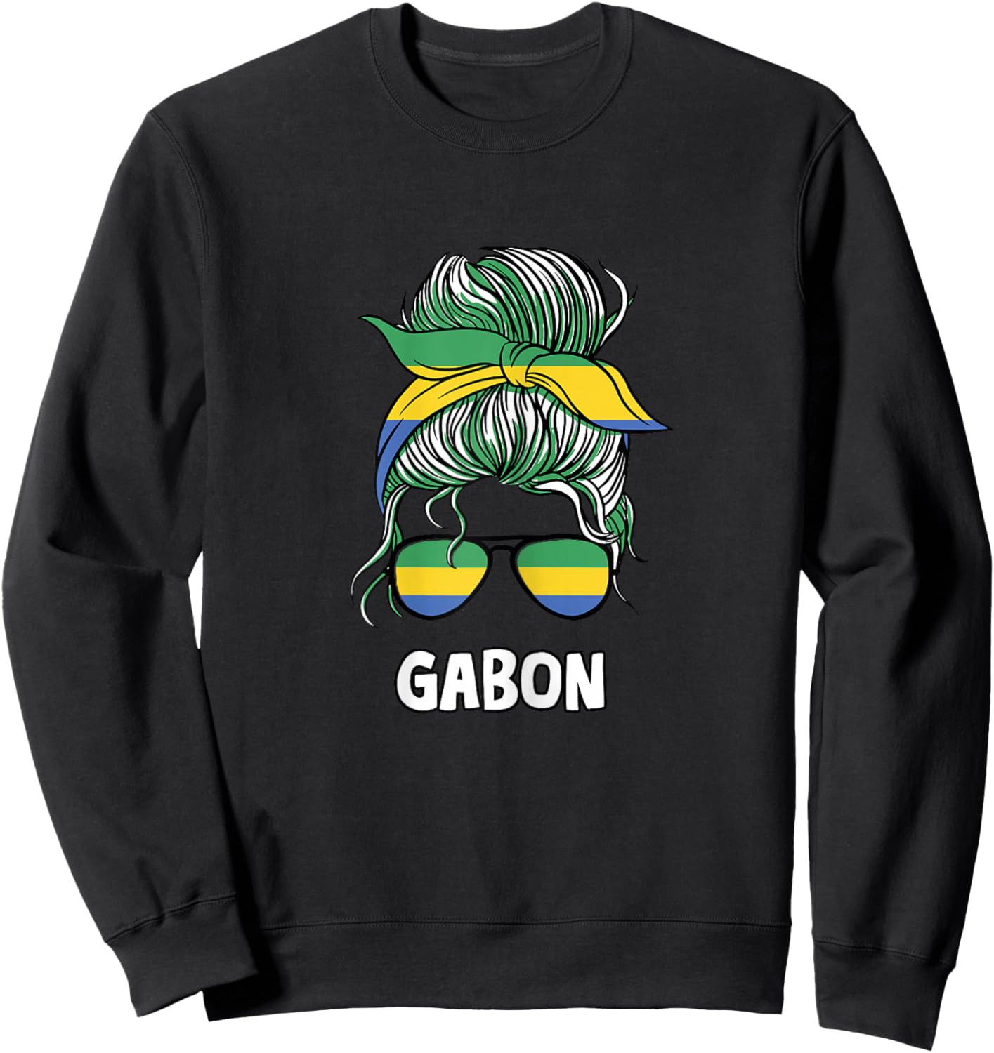 African Flag Gabon Girl , white, Female X-Small Sweatshirt - Sweatshirt | Black