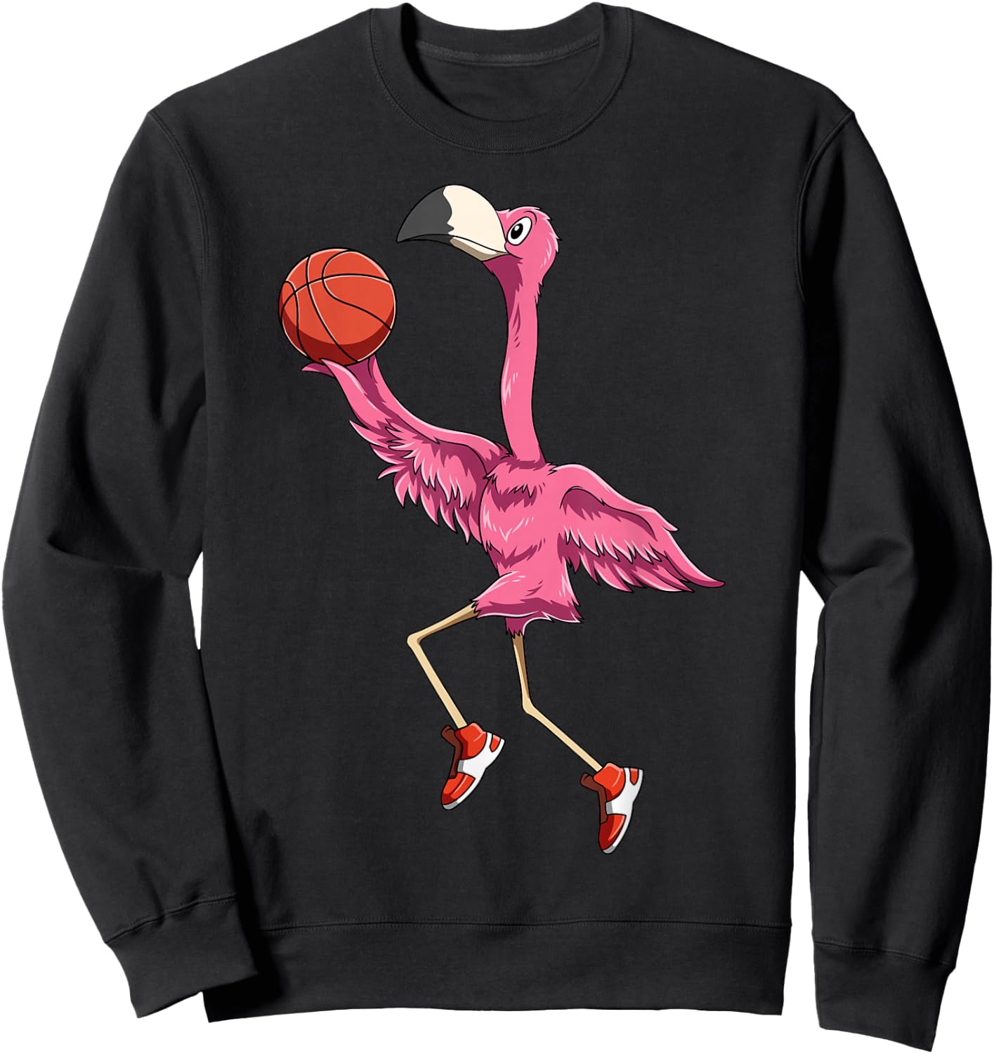 Flamingo Basketball Flamingo Playing Basketball Flamingo Sweatshirt - Sweatshirt | Black
