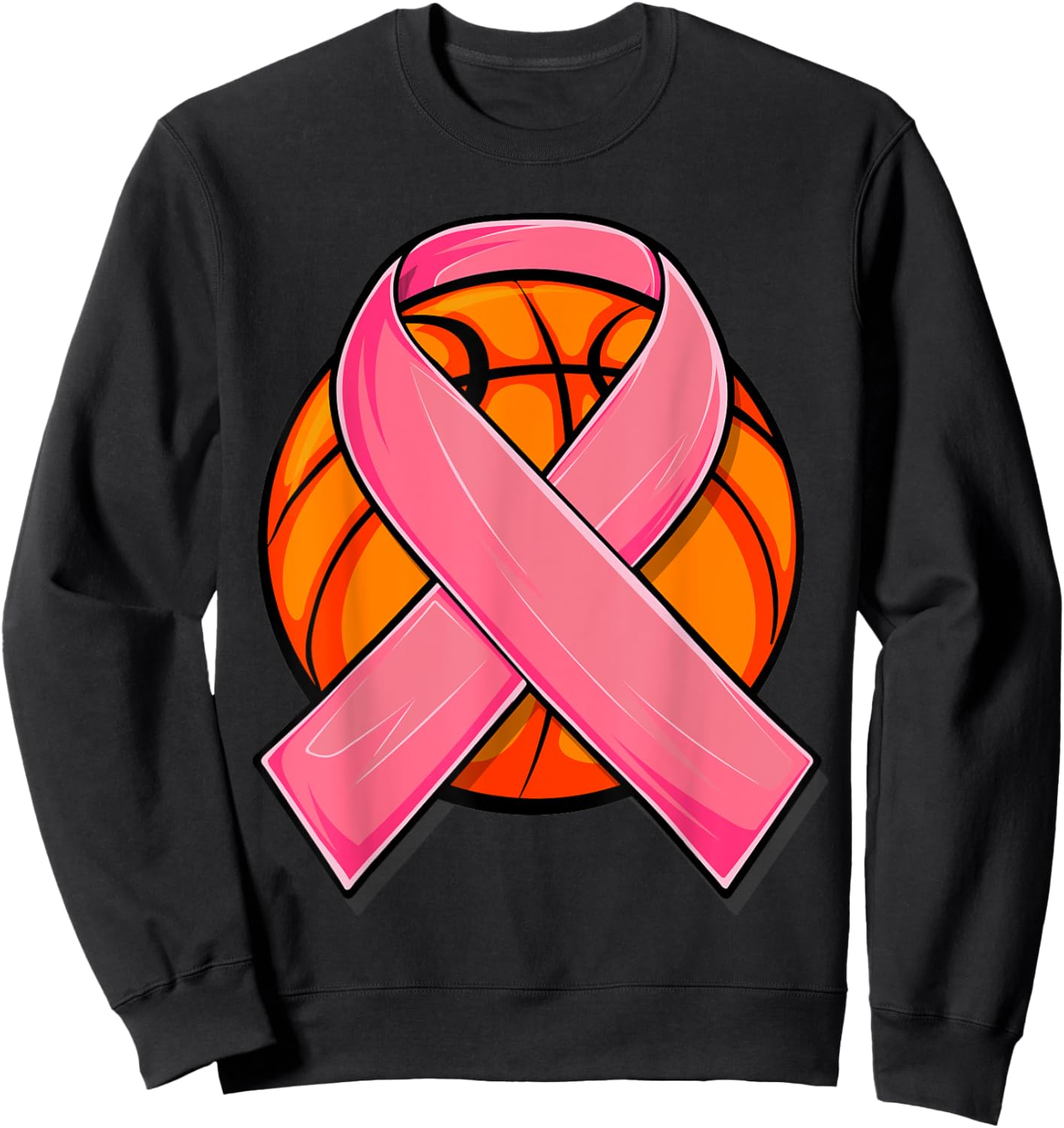 Breast Cancer Awareness Basketball Shirt Pink Cancer Support Sweatshirt - Sweatshirt | Black